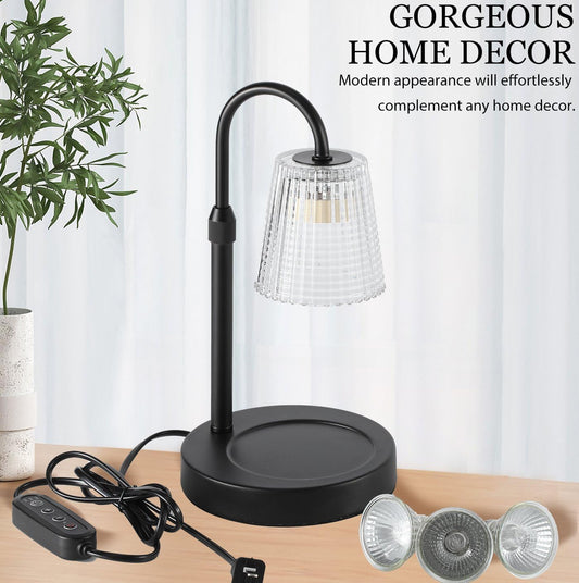 Candle Warmer Lamp,with Timer & Dimmer(3Bulbs),Candle Lamp Warmer Height Adjustable,Gifts for New Home,House Warming Gift,Birthday Gifts for Women/Daughter/Mom/Friend-Black
