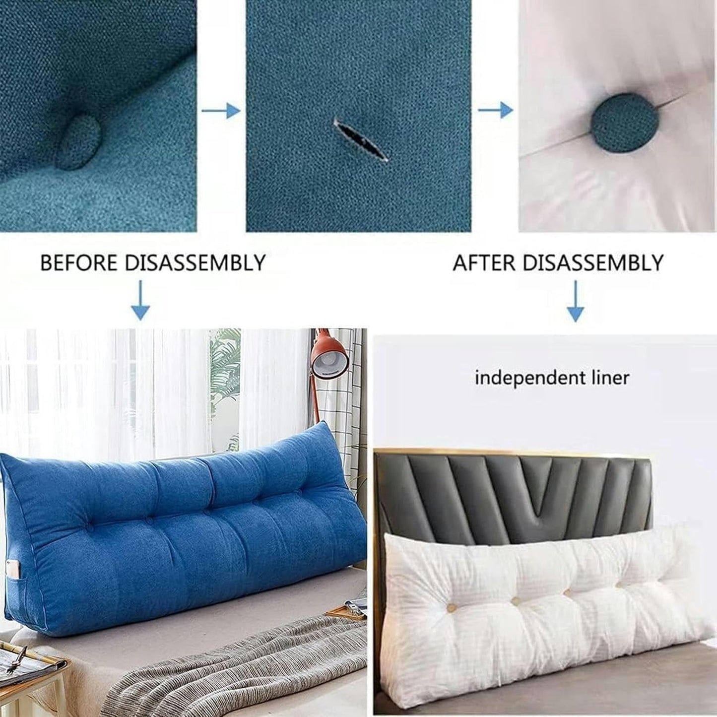Soft Triangular Reading Bed Pillows, Large Bolster Headboard Back Support Lumbar Cushion Wedge Body Positioners Pillow Bed Rest Pillows(Dark Green,180 * 50 * 23cm)
