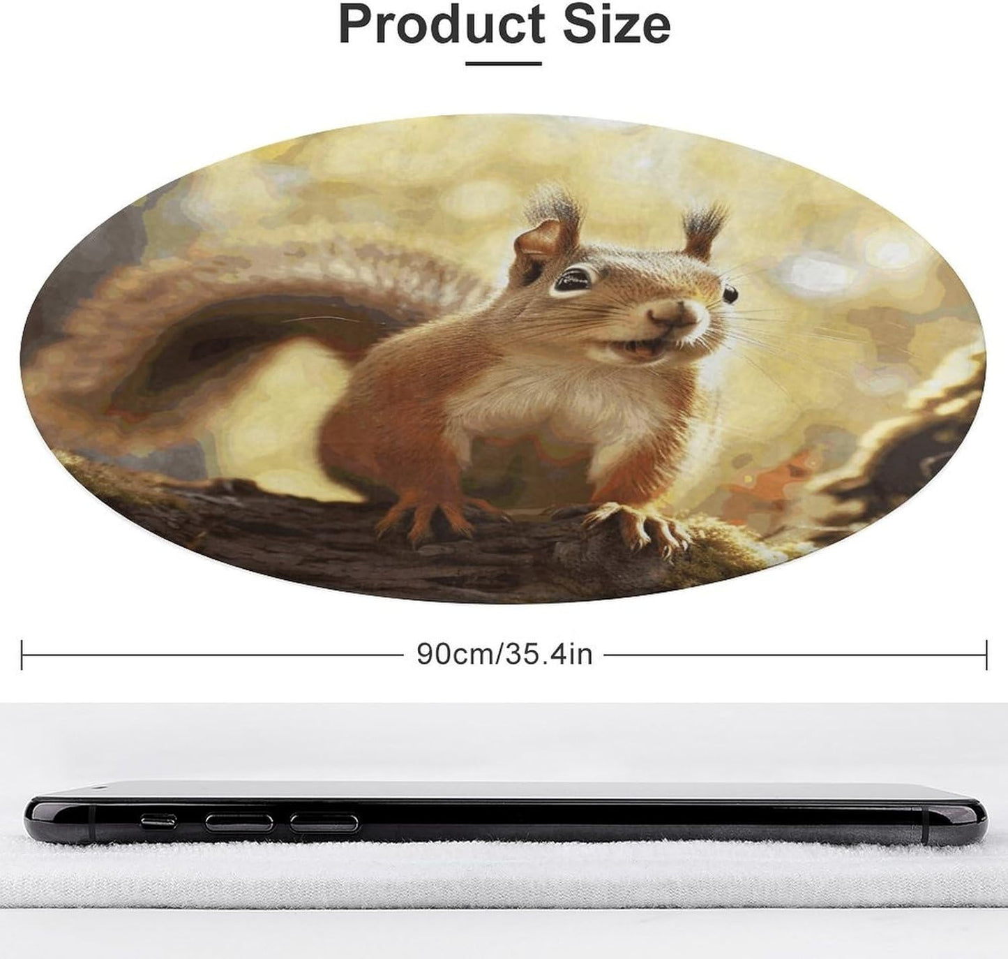 Funny Squirrel Circle Rug Retro Luxury Coral Velvet Floor Mat Non Slip Soft Indoor Floor Carpet Comfy Thickened Area Rugs Modern Aesthetic Minimalist Carpets for Home Decor