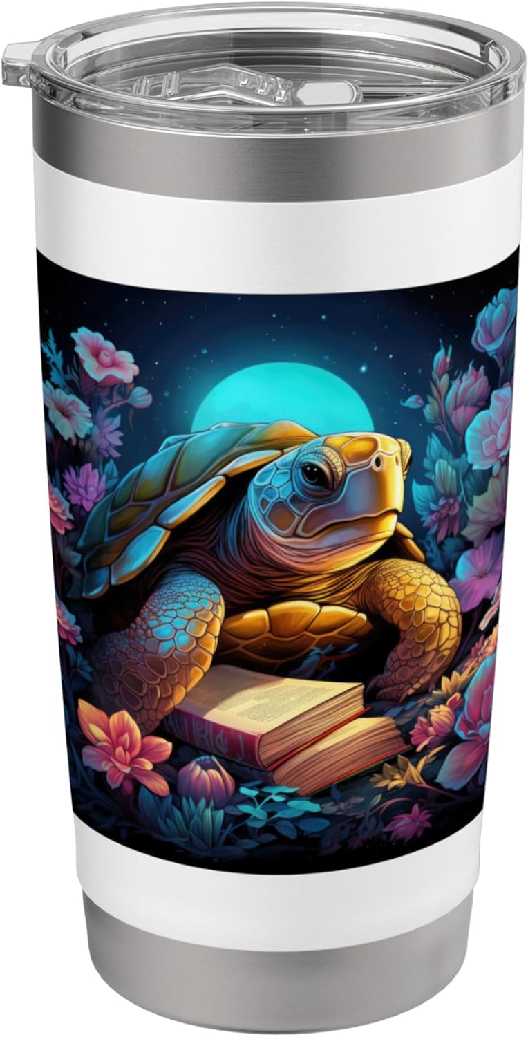Turtle Reading A Book Stainless Steel Insulated Tumbler