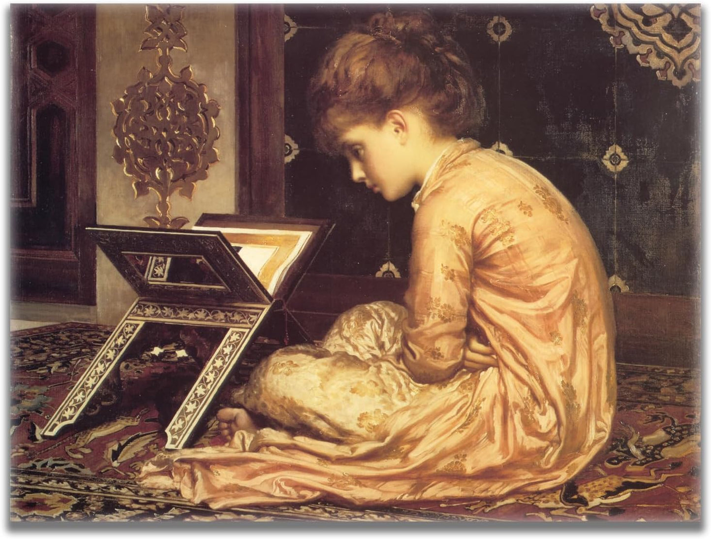 Frederic Leighton Study At A Reading Desk Poster Retro Character Poster Historical And Cultural Illustration Modern Home Decor Suitable for Bedroom Living Room Office Wall Decor