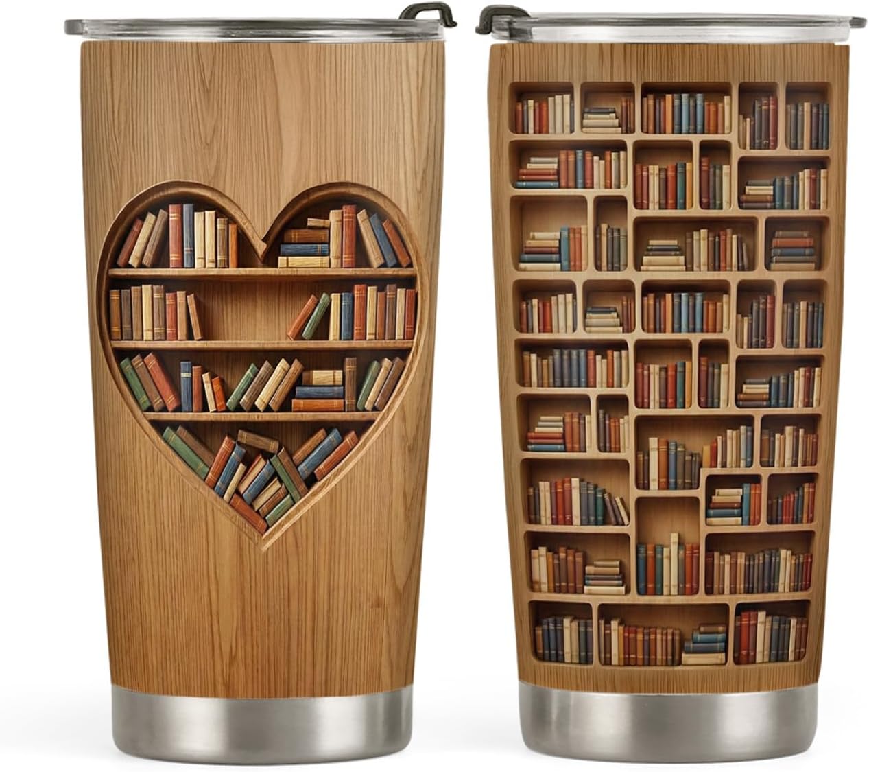 20oz Book Tumbler, Book Accessories for Reading Lovers, Bookworm, Librarian, Book Lovers Gifts, Coffee Tumbler for Women, Stainless Steel Double Wall Vacuum Insulated Coffee Mug, Travel Cup with Lid