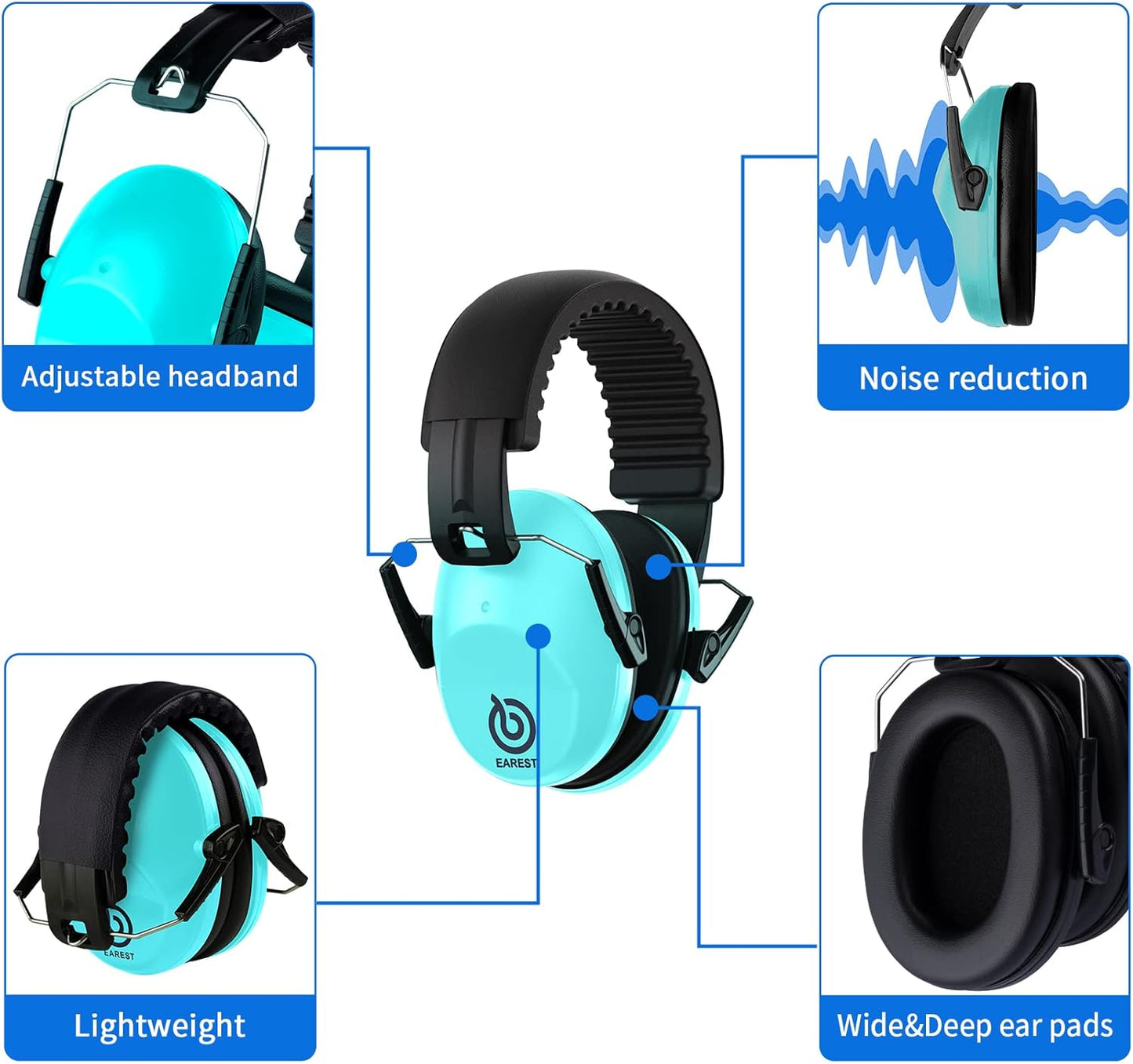 2 Pack Hearing Protection Ear Muffs, NRR 20 dB Noise Reduction Safety Earmuff for Shooting/Hunting