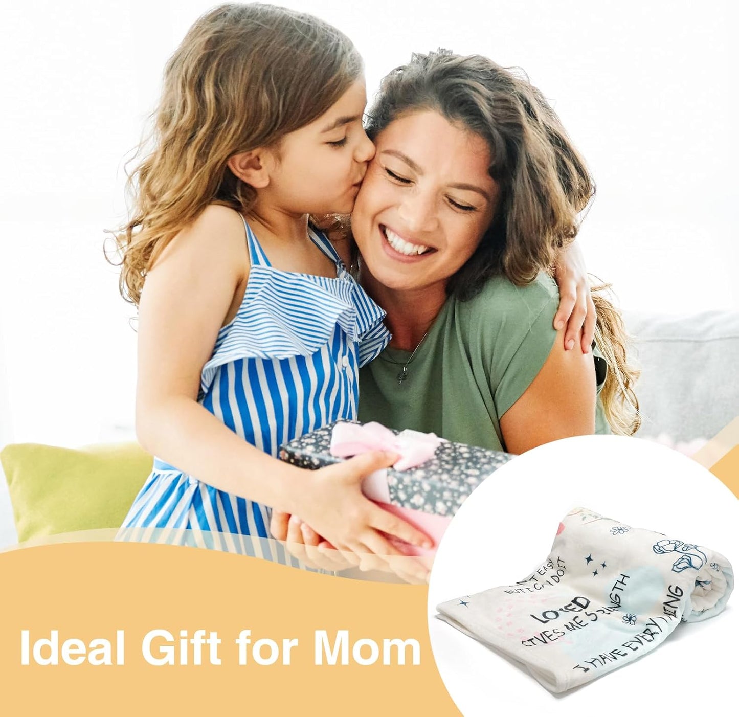 New Mom Gifts Blanket - Mama Daily Affirmations Elephant Throw 50x60, Postpartum Self Care Inspirational Gift for Mommy to Be, Boy or Girl Mom Present
