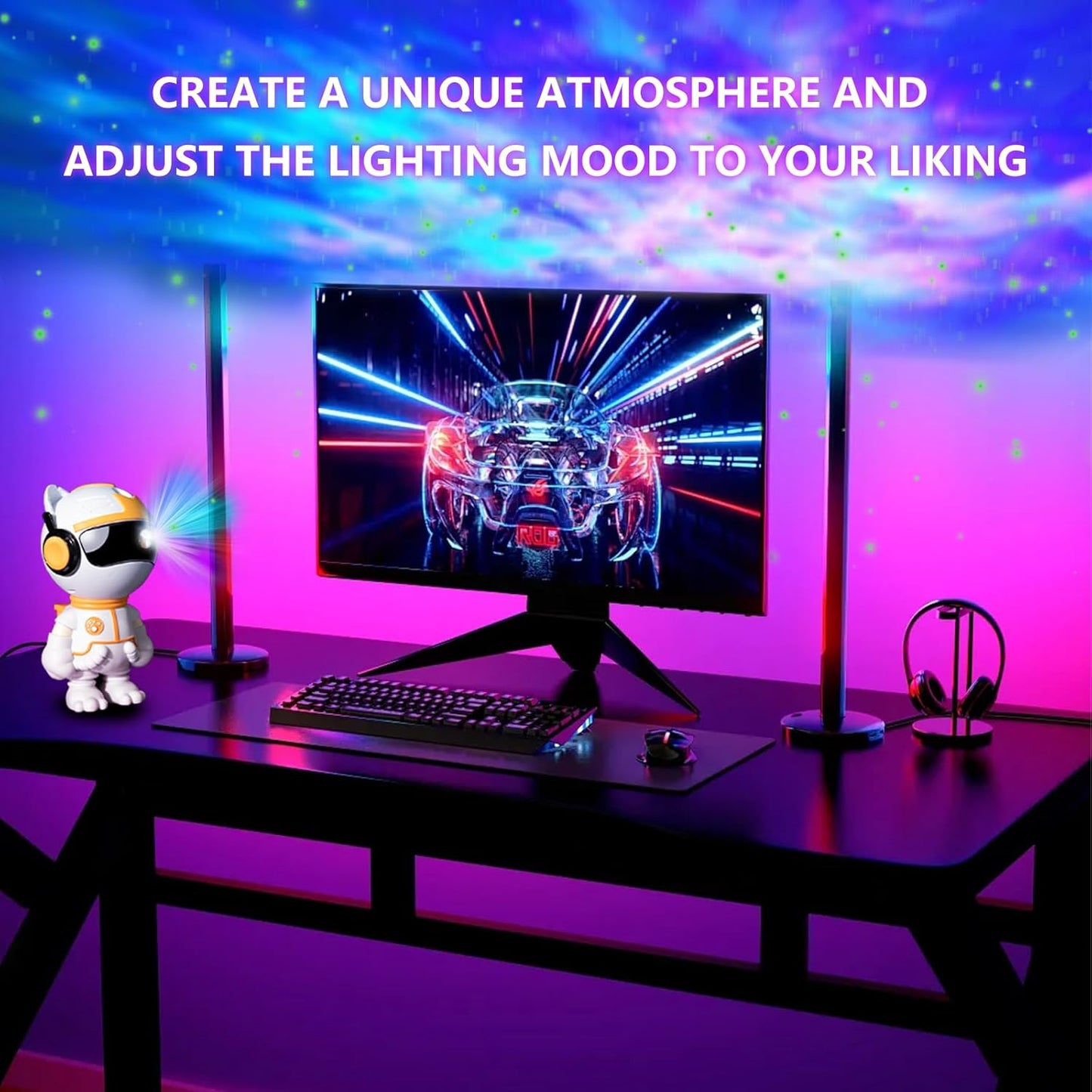 Start Projector-8 Colors Northern Light,Starry Nebula Ceiling LED Lamp, Robot Astronaut Galaxy Projetor with Remote,Galaxy Projector for Kids Room Decor Aesthetic,Star Projector for Bedroom