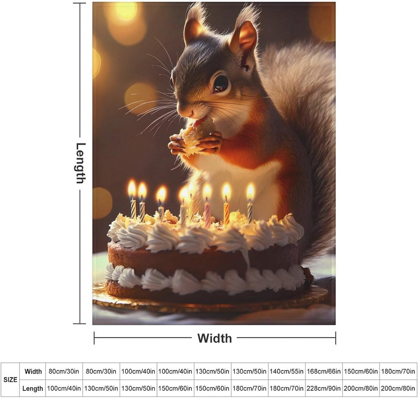 Squirrel Birthday Cute Throw Blanket for Couch Bed Plush Cozy Fuzzy Flannel Blanket for All Season 60"x80"