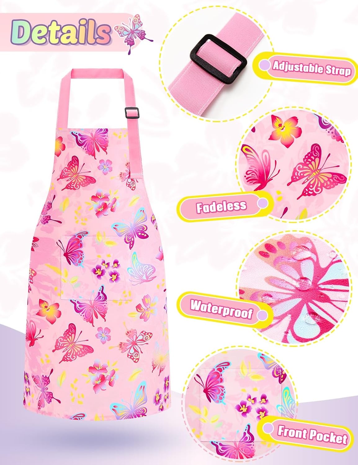 WERNNSAI Kids Art Aprons for Cooking, Painting Apron Art Smock for Girls Boys