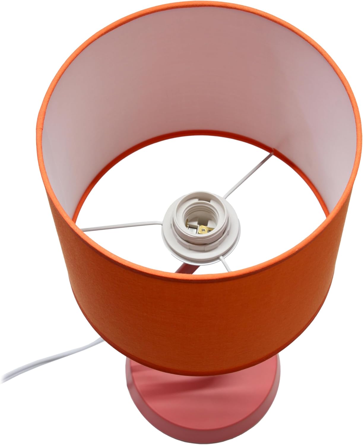 Simple Designs LT1172-ORG 17.13" Metal and Modern Abstract Table Lamp with Drum Fabric Shade, Bedroom, Office, Living Room, Dorm, Side Table, Orange