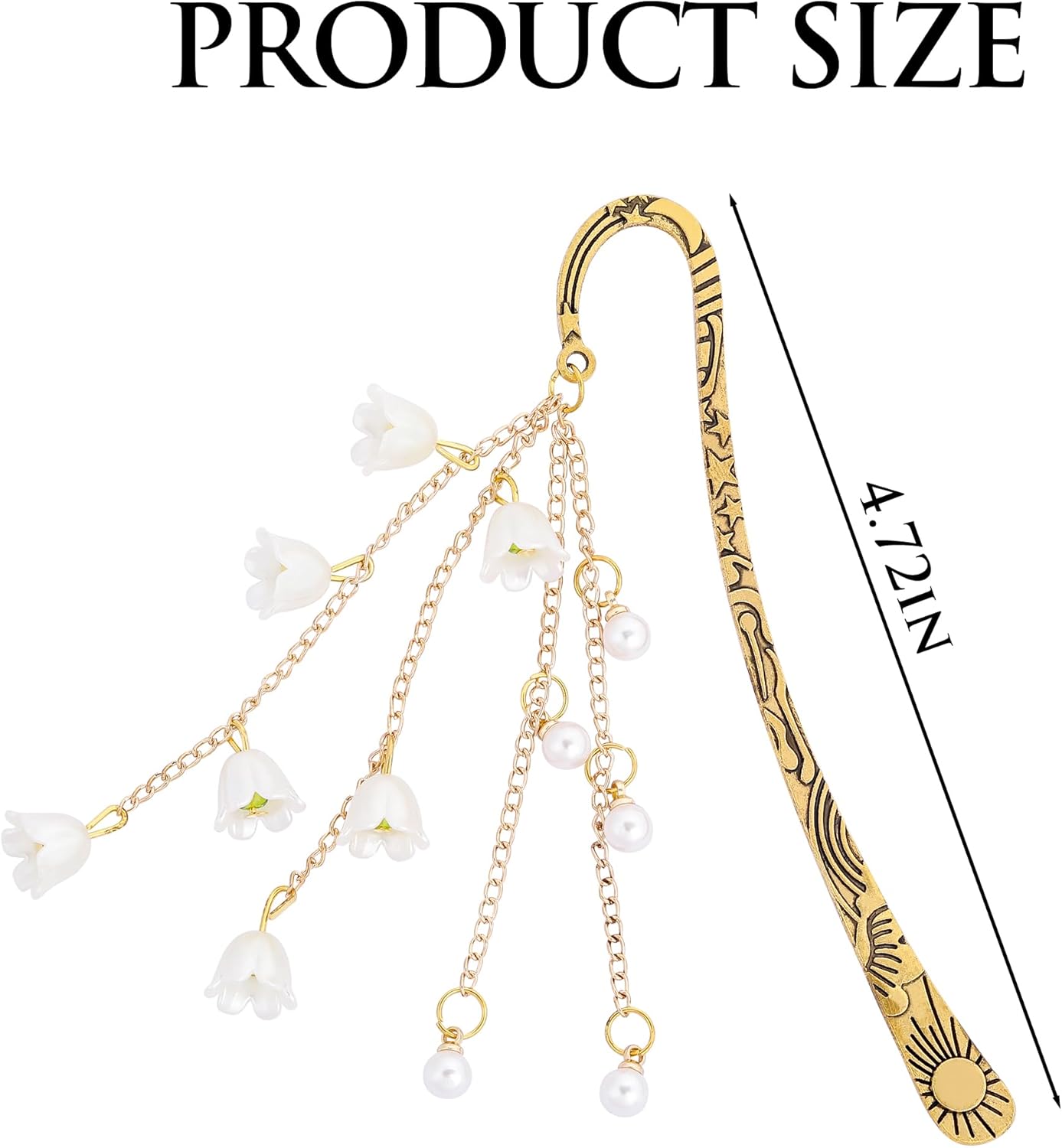 Flower Metal Bookmark Gifts - Charm Gold Floral Book Marks Y2k Beads Aesthetic Page Marker Reading Lovers Women Girls Bookish Friends Birthday Students Teachers School Office Accessories