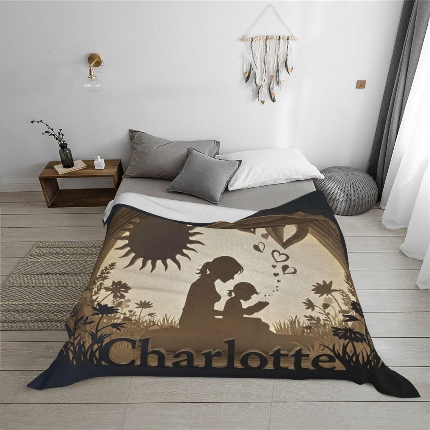 Personalized Mother Daughter Blanket with Custom Name - Soft Cozy Fleece Throw with Mom and Child Reading Design - Sentimental Gifts for Mom, Women, Mother's Day, Birthday
