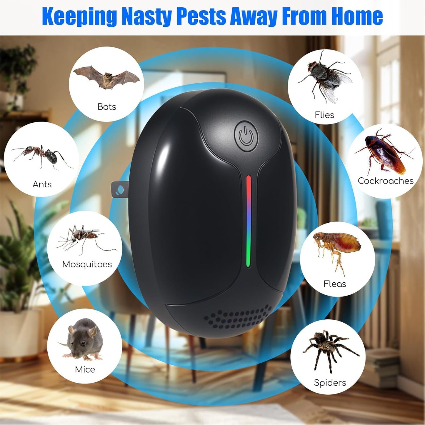 6 Pack Ultrasonic Mouse & Pest Indoor Repeller, Mouse Plug in Repellent for House Rodent Repellent Ultrasonic Plug in Ant Repellent for Roach, Bugs, Mice, Spider, Electronic Rodent Repellent Devices