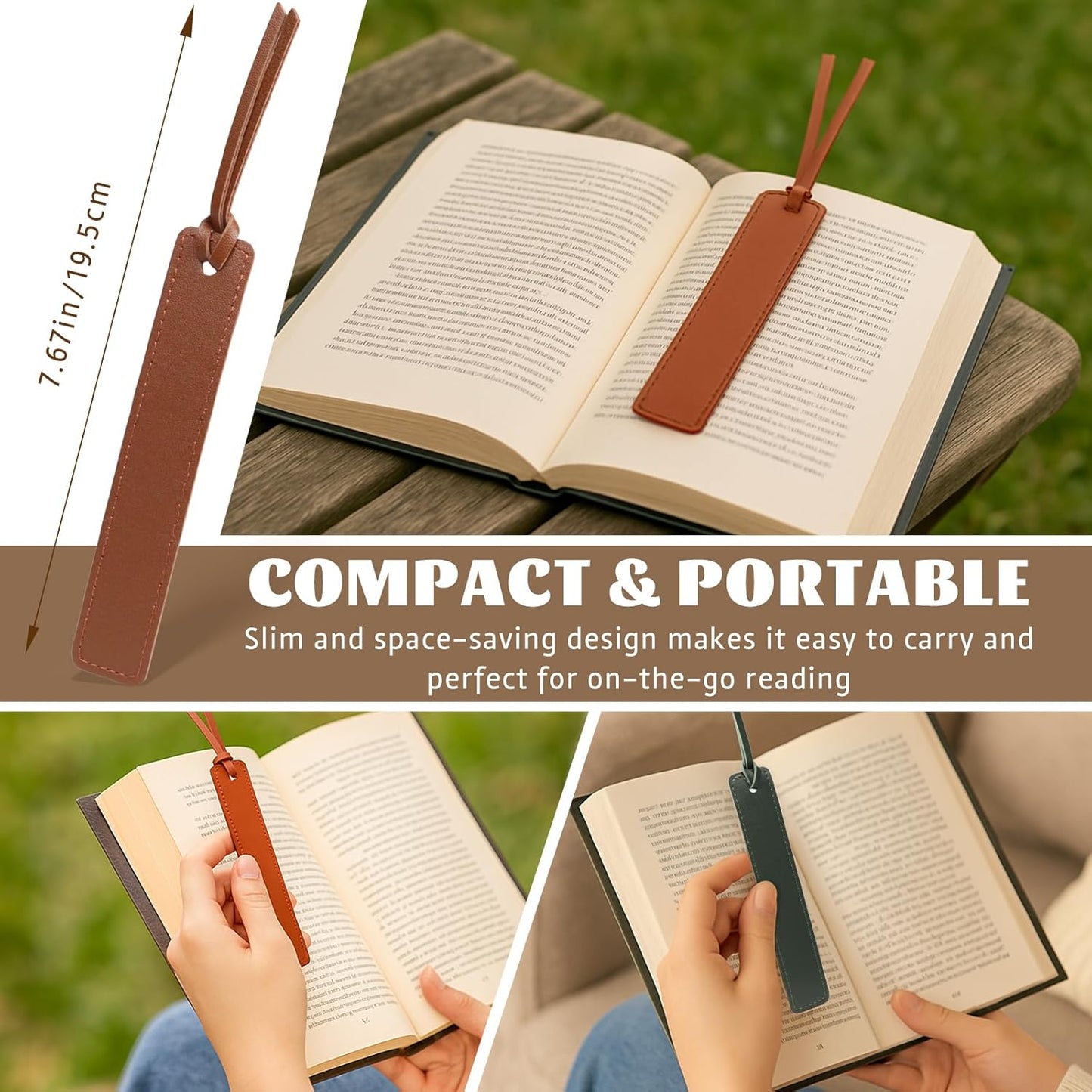 4-Pack Vintage Leather Bookmarks with Stitched Edges & Rope – Classic Page Markers for Men & Women, Great Reading Gifts for Book Lovers