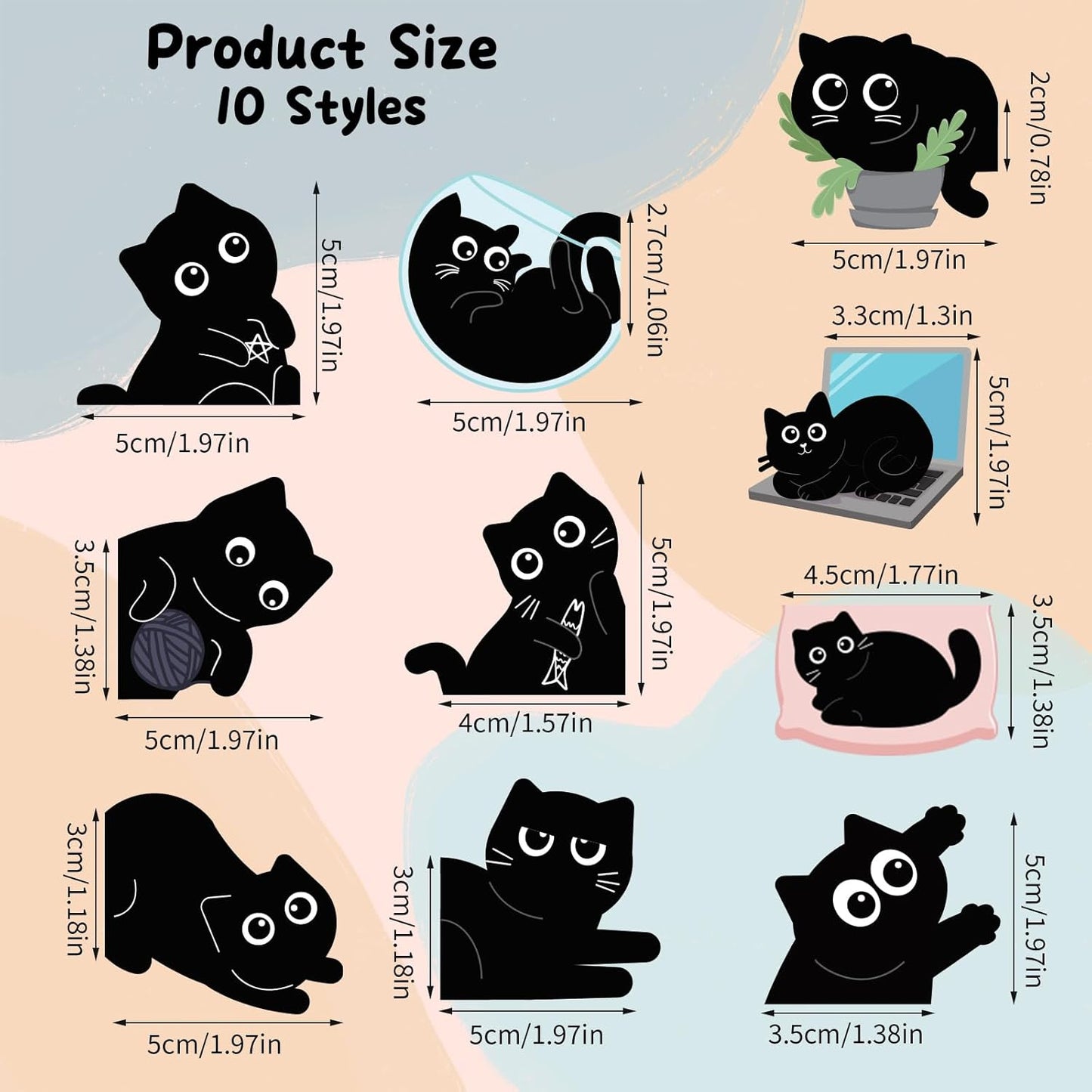 (Prudiut) 10Pcs Magnetic Bookmarks Cute Black Cat Bookmark, Easter Basket Stuffers, Black Cat Gifts for Reading Women, Bookish Gift for Book Lovers, Easter Decorations, Easter Gifts for Kids, Women
