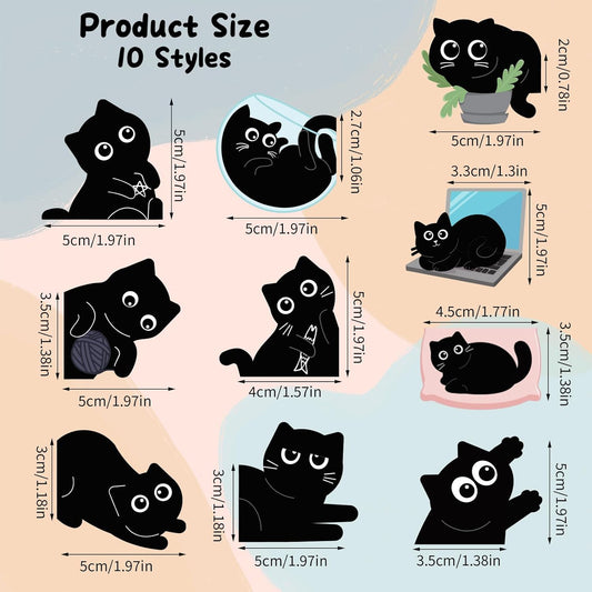 (Prudiut) 10Pcs Magnetic Bookmarks Cute Black Cat Bookmark, Easter Basket Stuffers, Black Cat Gifts for Reading Women, Bookish Gift for Book Lovers, Easter Decorations, Easter Gifts for Kids, Women