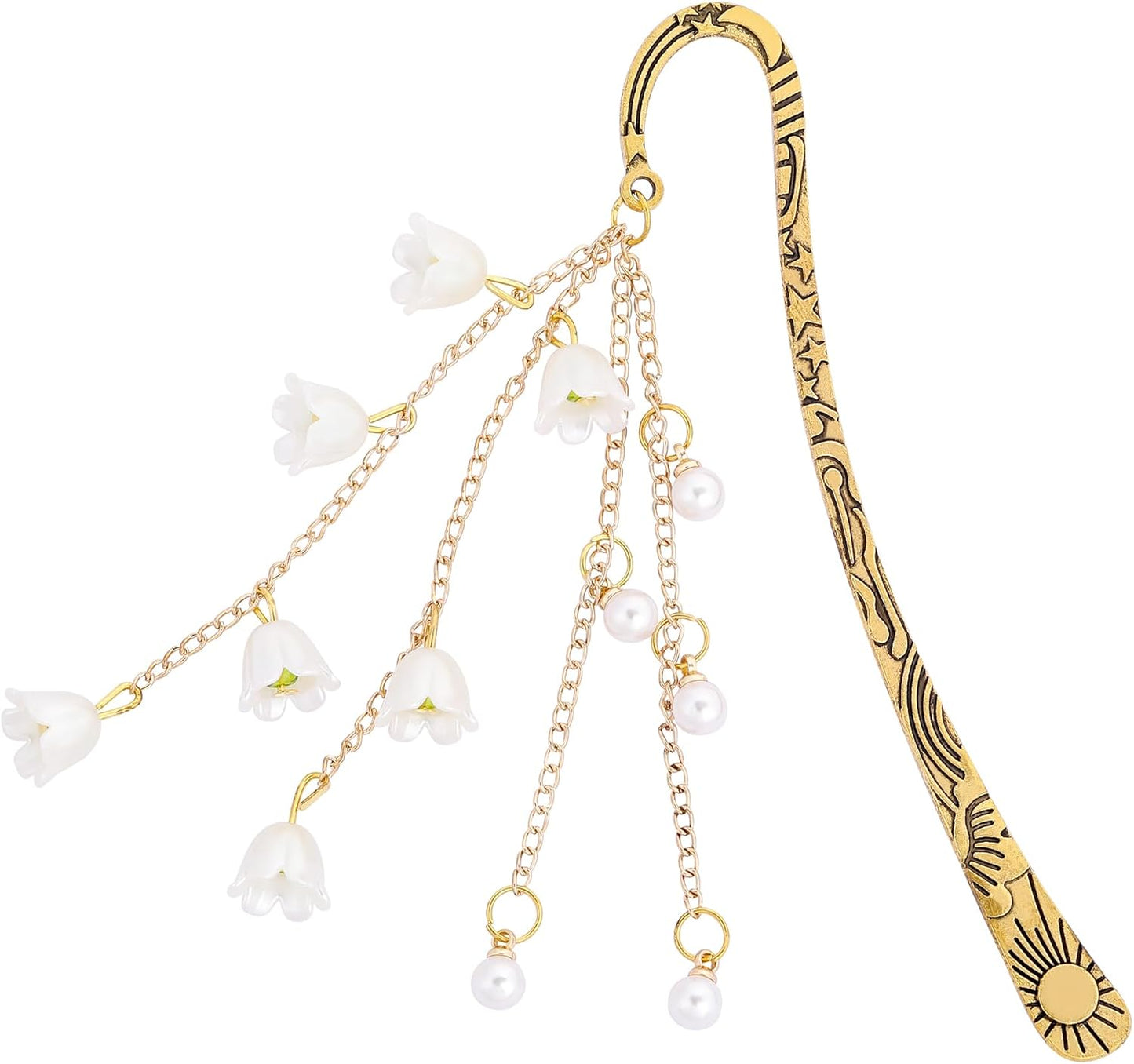 Flower Metal Bookmark Gifts - Charm Gold Floral Book Marks Y2k Beads Aesthetic Page Marker Reading Lovers Women Girls Bookish Friends Birthday Students Teachers School Office Accessories