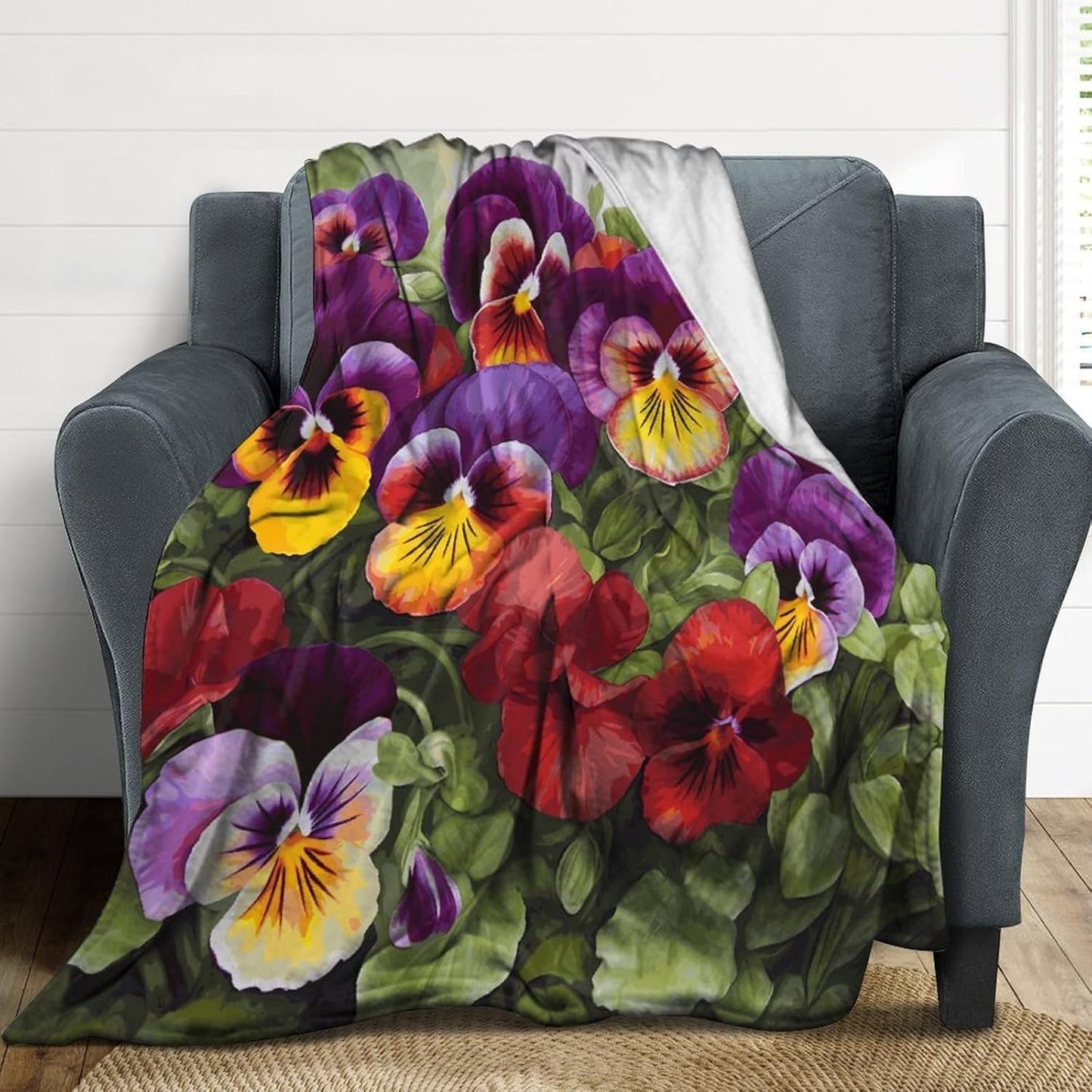 Pansy Perfection Blanket Super Soft Lightweight Throw Blanket Cute Cozy Warm Bed Blanket Decorative Fuzzy Blanket All-Season Home Decor Gift for Sofa Couch Living Room 60"*80"（150 * 200cm）