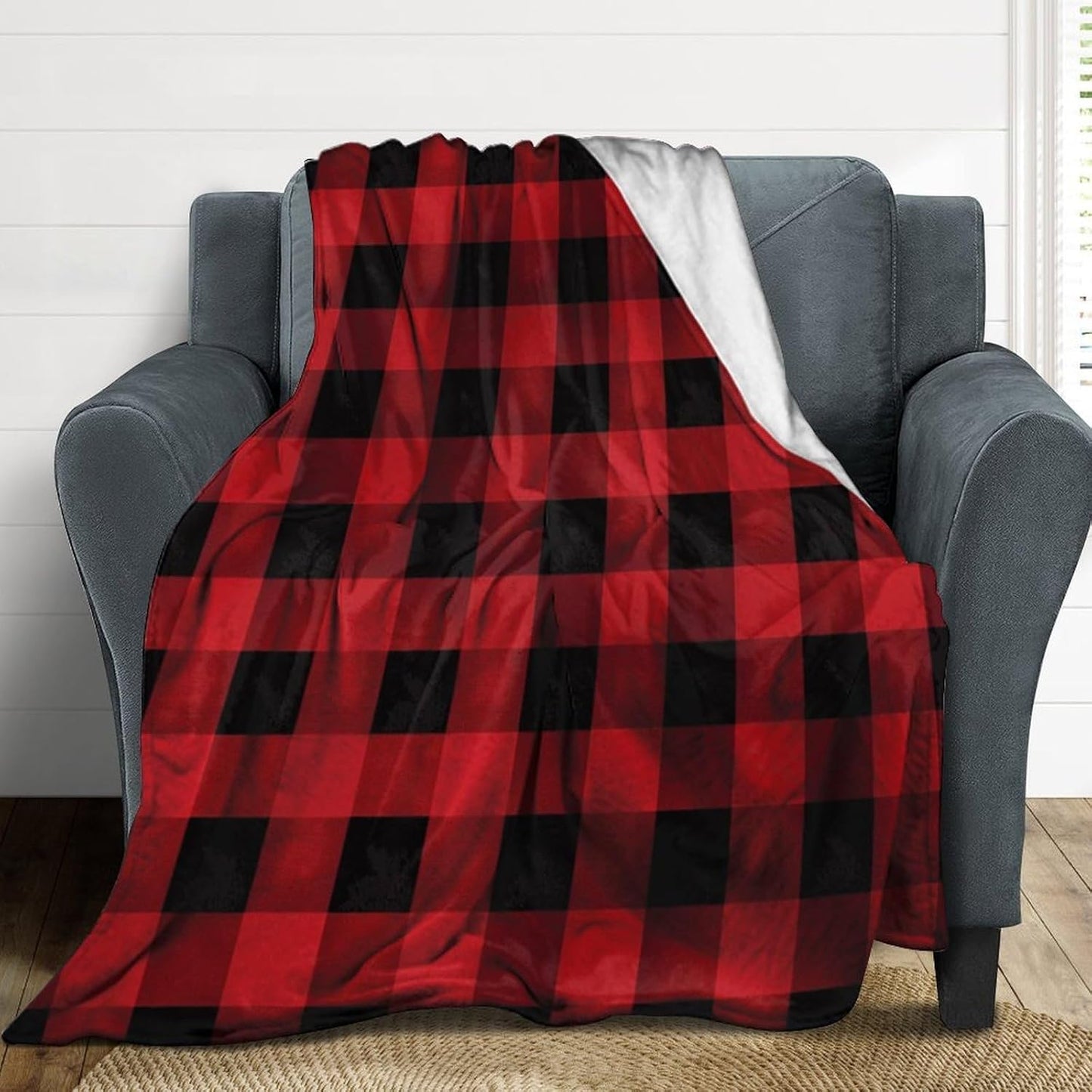 Red Black Buffalo Check Plaid Pattern Throw Blanket for Couch Super Soft Warm Lightweight Throw Blankets Cozy Flannel Bed Blanket Cute Decorative Blankets for All Seasons Home Decor Gift 30"*40"（76*10