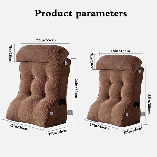 Adult Reading Pillow Bed Wedge Large Backrest Lounge Cushion with Pocket Firm Back Support for Sitting Up in Bed Couch(Size:18in/45cm,Color:Blue)