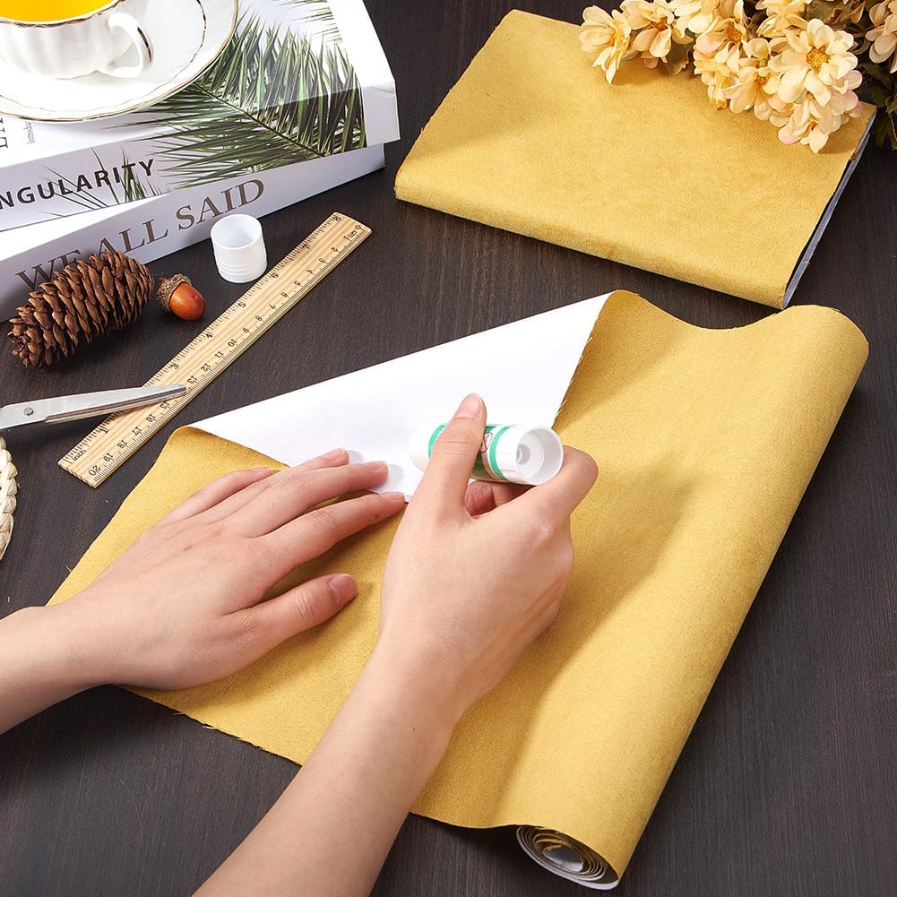CRASPIRE 51 x 11.8 Suede Book Cloth Gold for A4-A8 Book Binding Fabric Surface Paper Backed Bookcover Album Scrapbooking Archival DIY Covering Protector Bookcloth Bookbinding Supplies