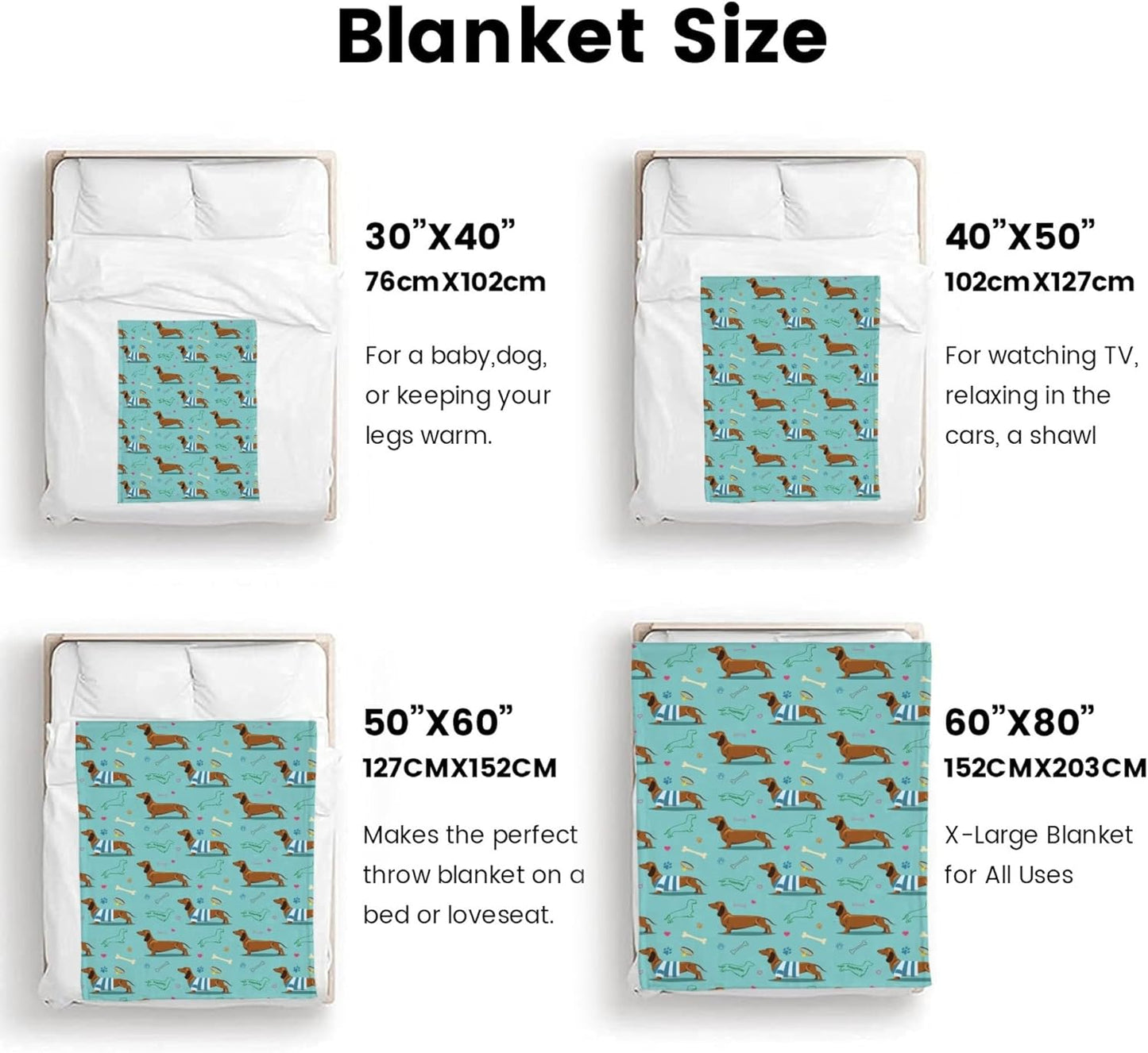 Dachshund Dog Blanket Gift Cute Animal Blanket Bed Throw Blanket Soft Lightweight Cozy Warm Blankets for Kids Teens Men Women (60"x50", Dachshund Dog)