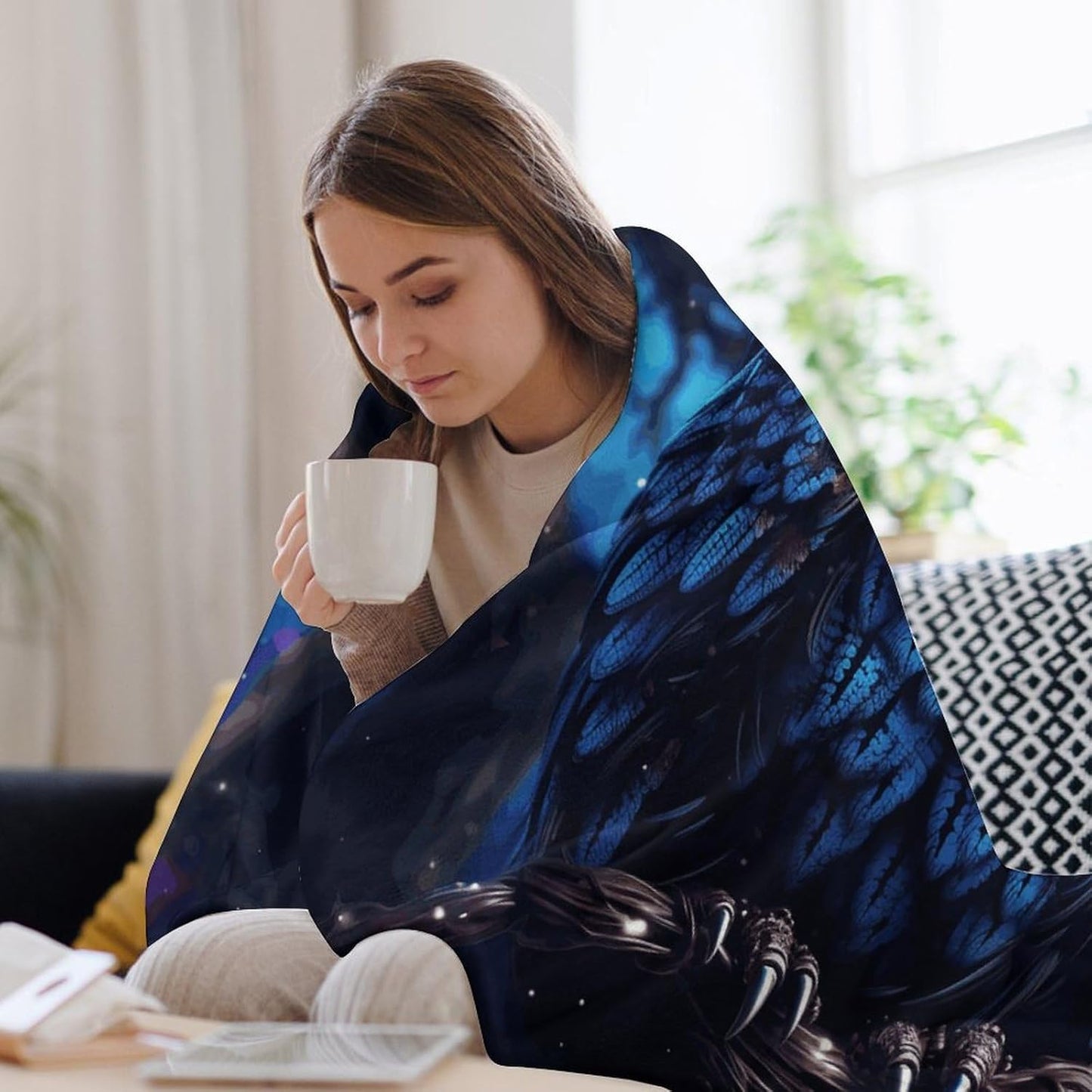 Blue Owl Throw Blanket for Couch Super Soft Warm Lightweight Throw Blankets Cozy Flannel Bed Blanket Cute Decorative Blankets for All Seasons Home Decor Gift 30"*40"（76 * 100cm）