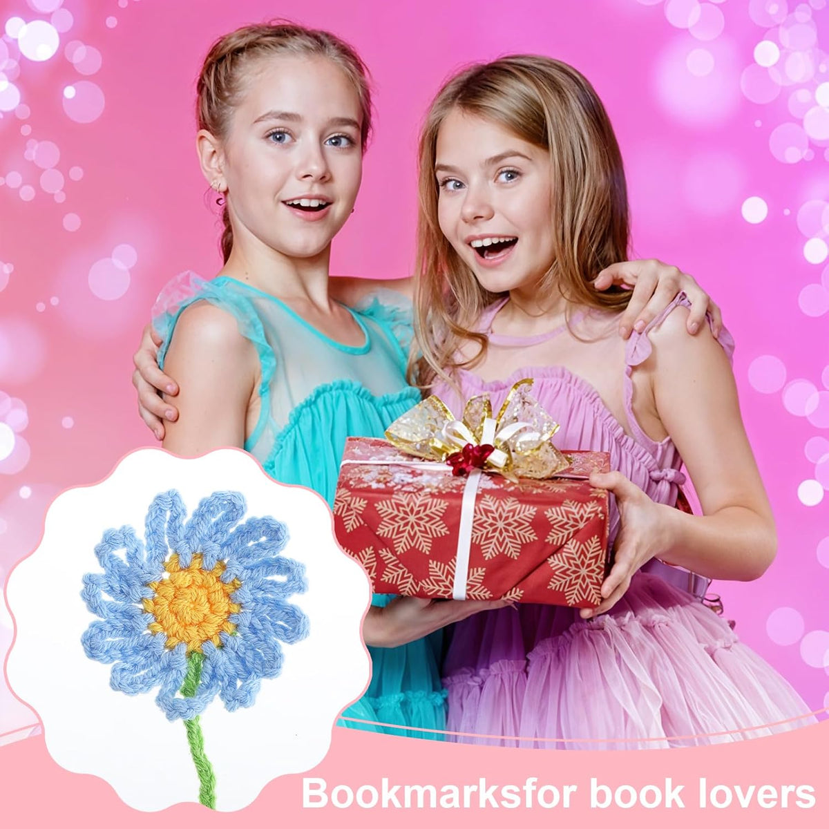 8Pack Flower Crochet Bookmarks Daisy Sunflower Bookmark for Women Handmade Knitted Daisy Sunflower Book Marker Personalized Crochet Book Mark Cute Unique Bookmark for Books Lovers Birthday Gift