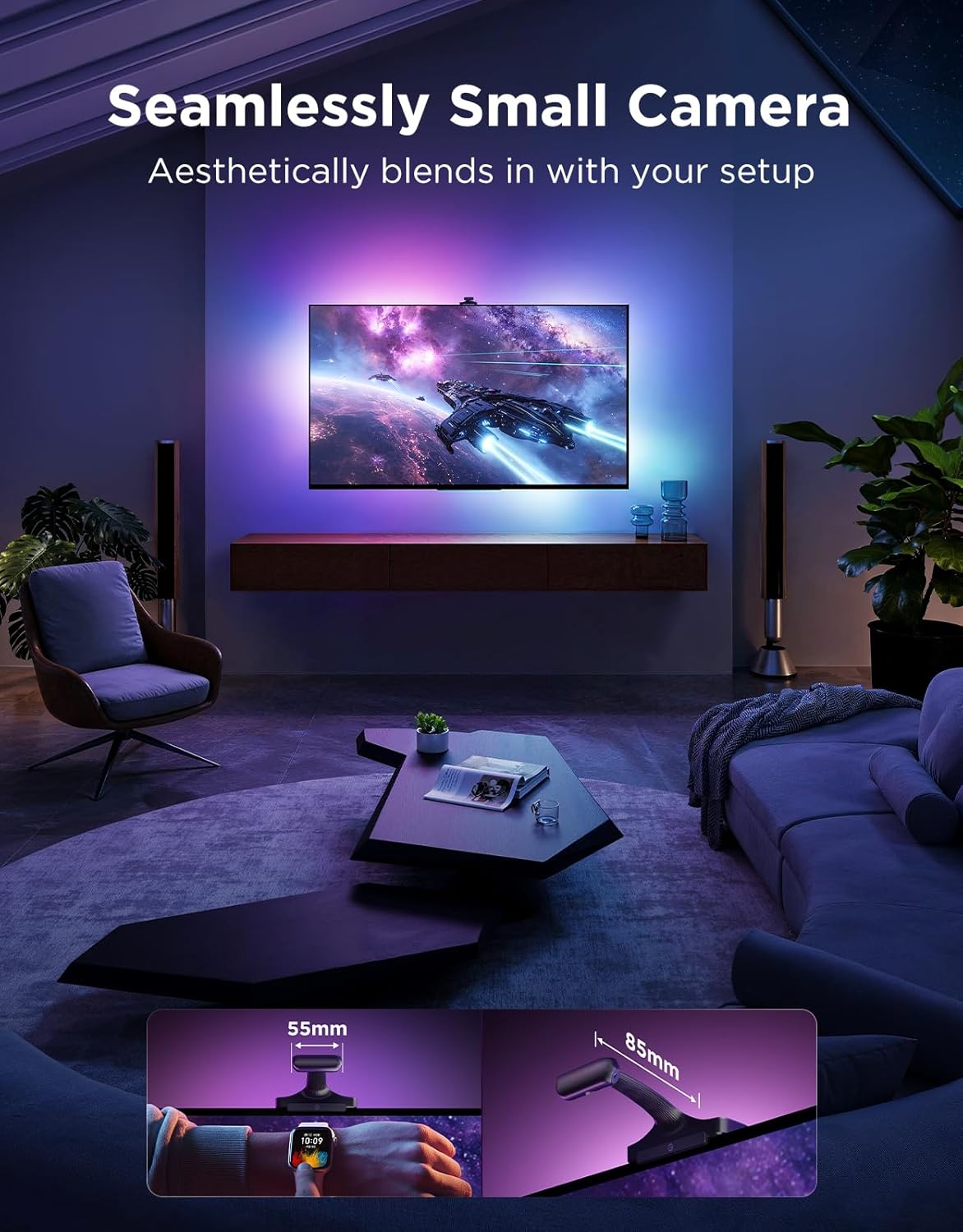 Govee TV Backlight 3 Pro with HDR Triple Camera, 11.8ft 5-in-1 RGBWWIC LED Strip Lights That Change with 55-65 Inch TVs, 75LEDs/m, Supports AI Filter, Smart App and Voice Control, DreamView Sync