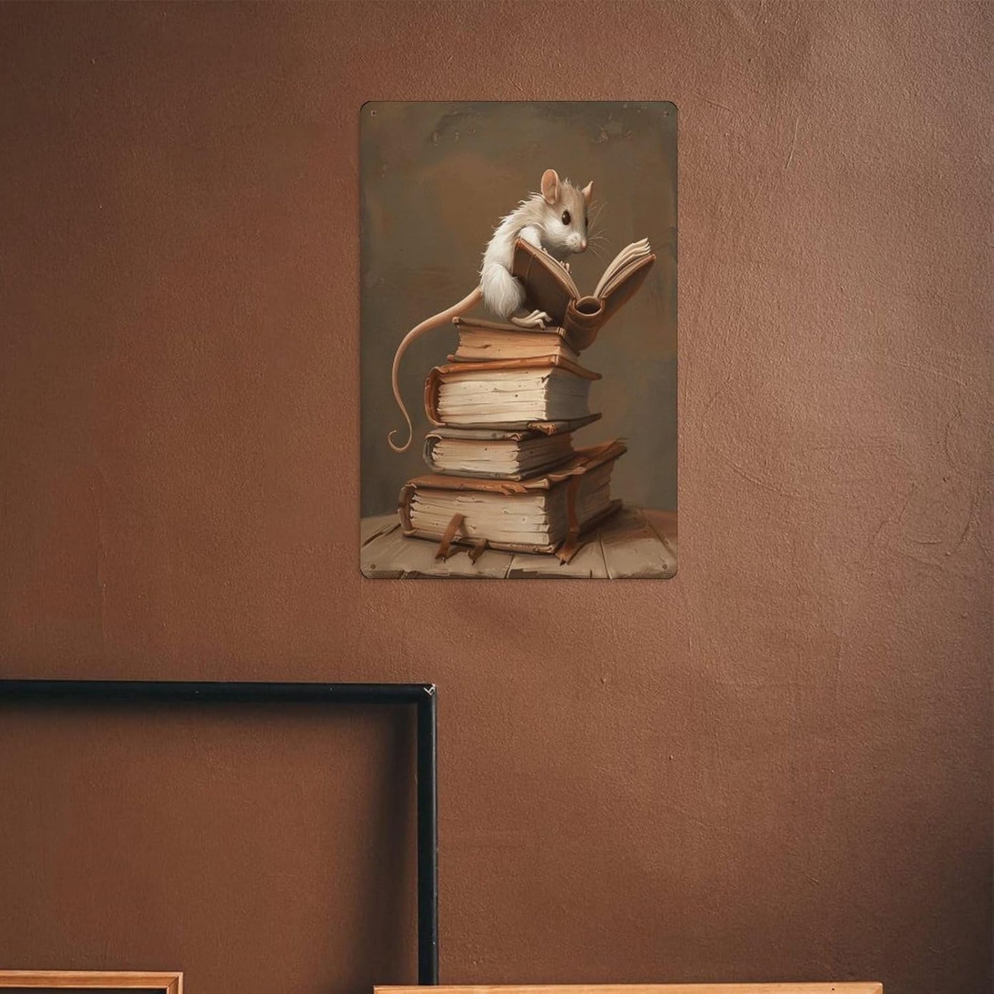 QMNVBDS Reading A Book Metal Signs Hanging Poster Vintage Hanging Photo Art Home Decor Hanging Picture Display Wall Decorations Art Hanging Poster for Coffee Wall