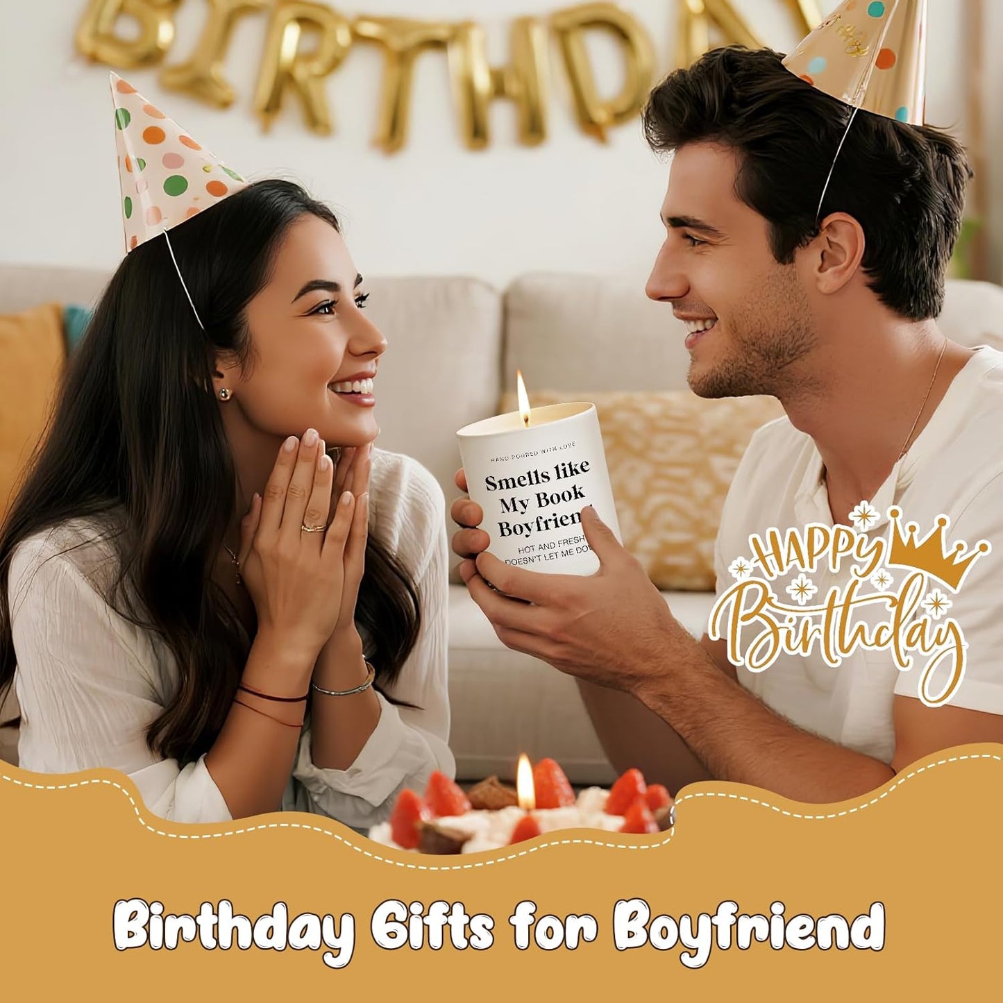 Gifts for Him Boyfriend Valentine’s Day Candle- Funny Hot Fresh Literary-Inspired Gift Anniversary Birthday Love Appreciation Gift for Him Boyfriend Relationship Candle Smells Like My Book Boyfriend