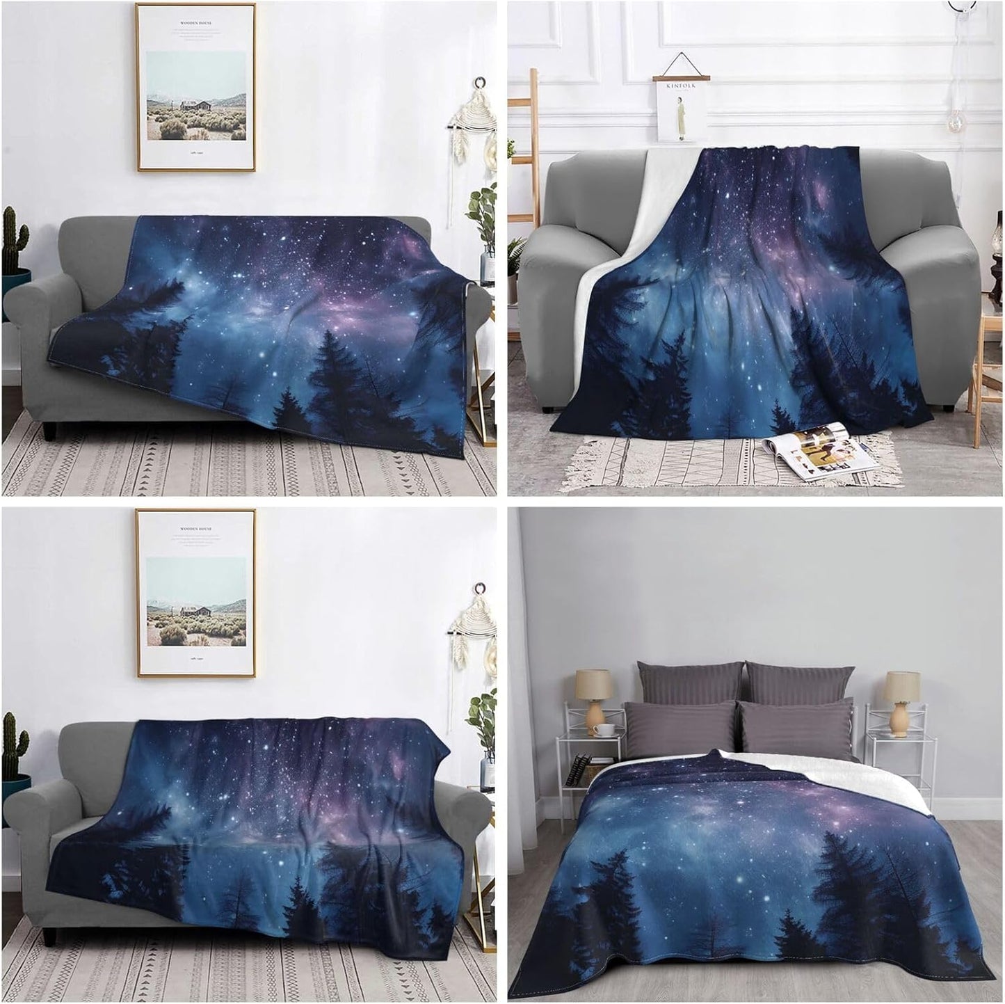 Ultra-Soft Micro Fleece Blanket Lightweight Flannel Fuzzy Blanket Starry Sky Images Throw Blanket 80"x60" Warm Cozy Plush Blanket Air Conditioning Quilt Large Fleece Blanket for Bed Couch Sofa