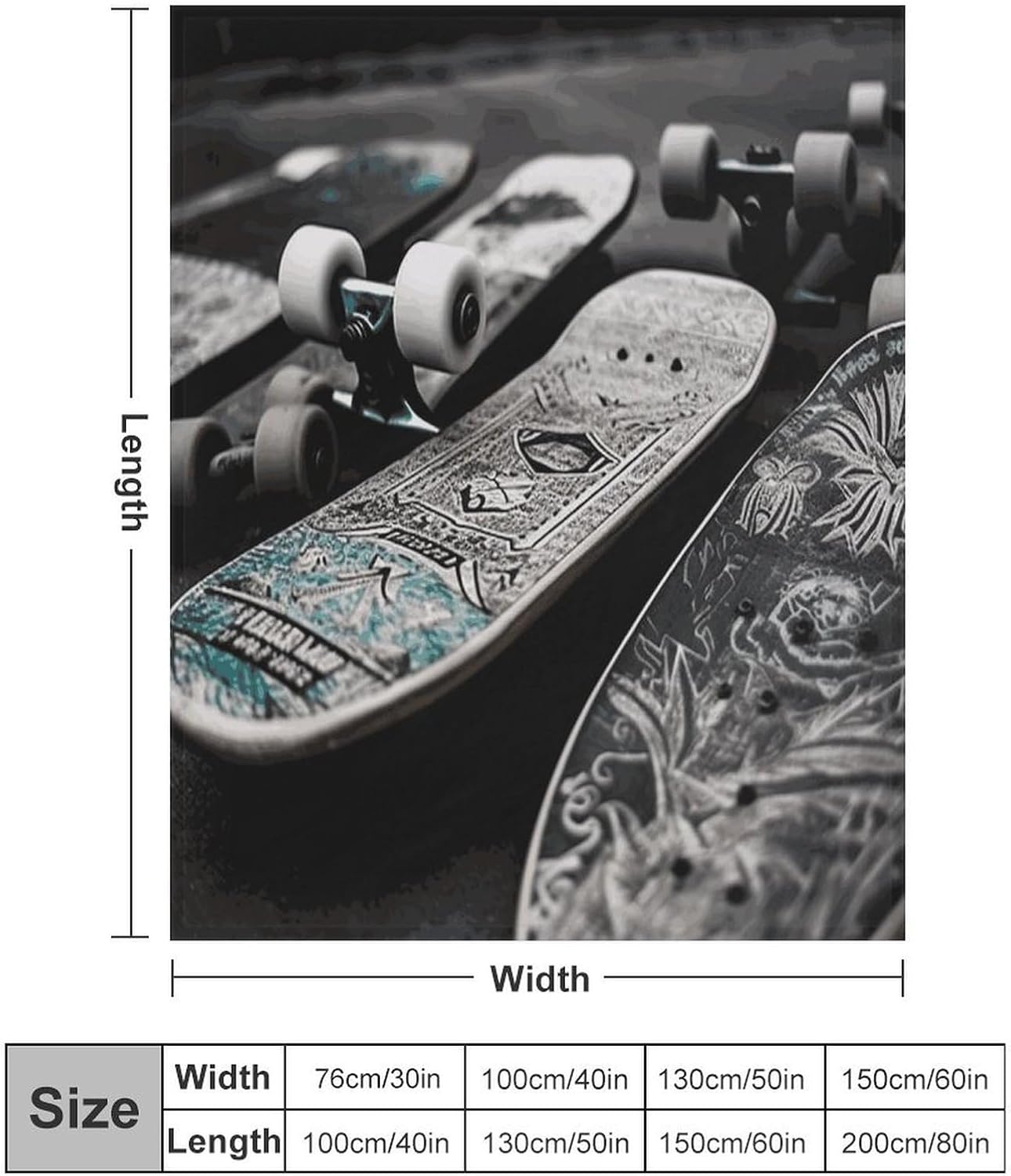 Skate Boards Blanket Super Soft Lightweight Throw Blanket Cute Cozy Warm Bed Blanket Decorative Fuzzy Blanket All-Season Home Decor Gift for Sofa Couch Living Room 30"*40"（76 * 100cm）