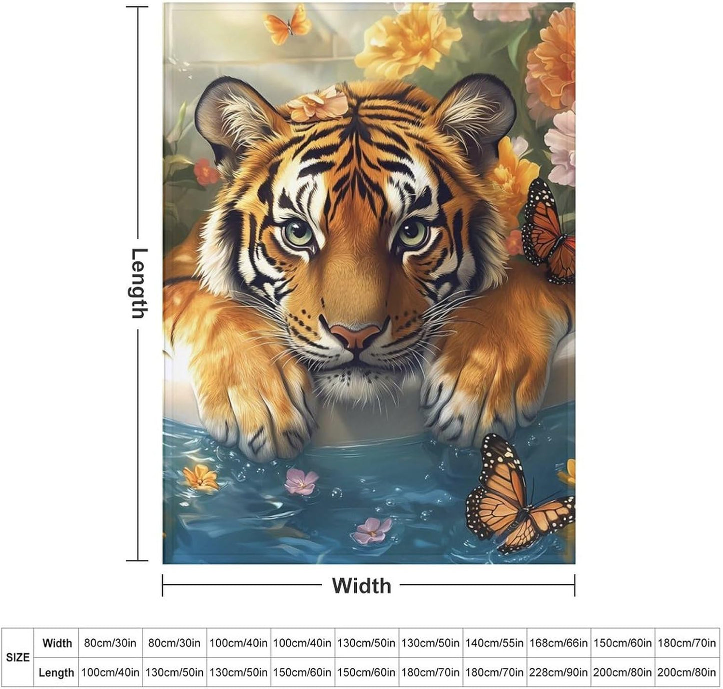 Funny Bathroom Tiger in Bathtub Throw Blanket for Couch Bed Plush Cozy Fuzzy Flannel Blanket for All Season 66"x90"