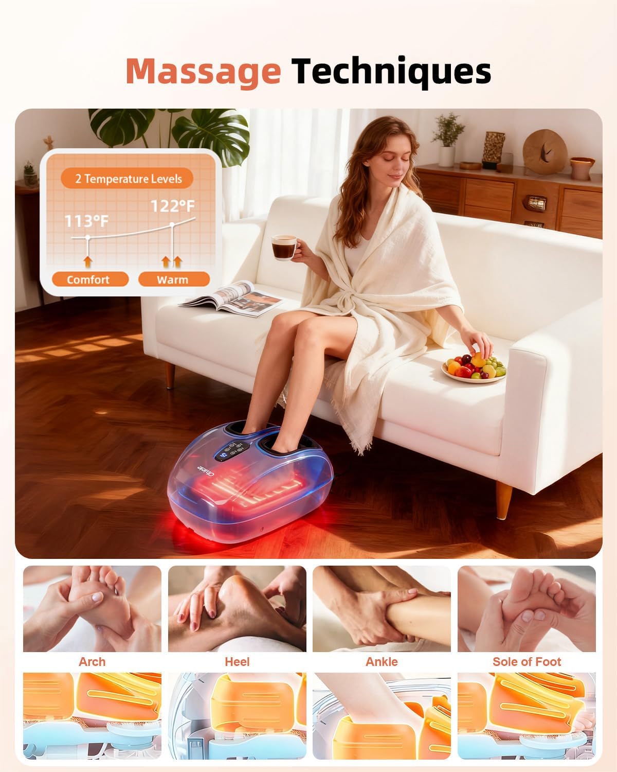 Foot Massager with Heat, Shiatsu Deep Kneading Foot Massager, Plantar Fasciitis Massager, and Heat for Plantar Fasciitis, Neuropathy, Suitable for Women Men, Fits Up to 13 (Light Blue,Corded)