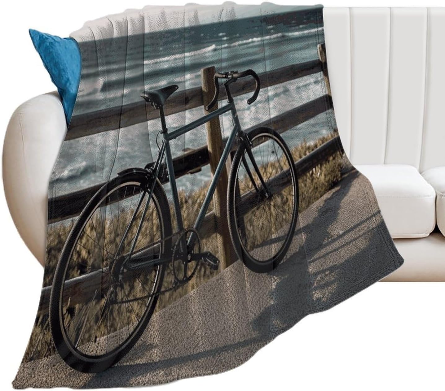 Bicycle Leaning on Fence Throw Blanket for Couch Super Soft Warm Lightweight Throw Blankets Cozy Flannel Bed Blanket Cute Decorative Blankets for All Seasons Home Decor Gift 40"*50" （100 * 130cm）