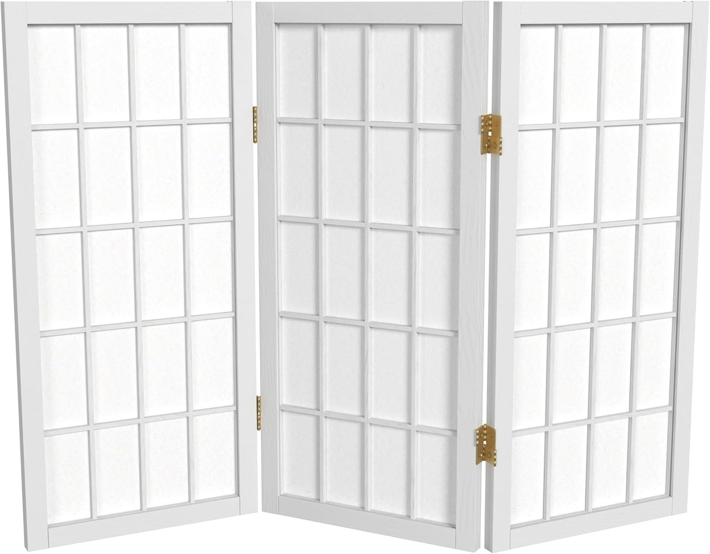 2 ft. Short Desktop Window Pane Shoji Screen - White - 3 Panels