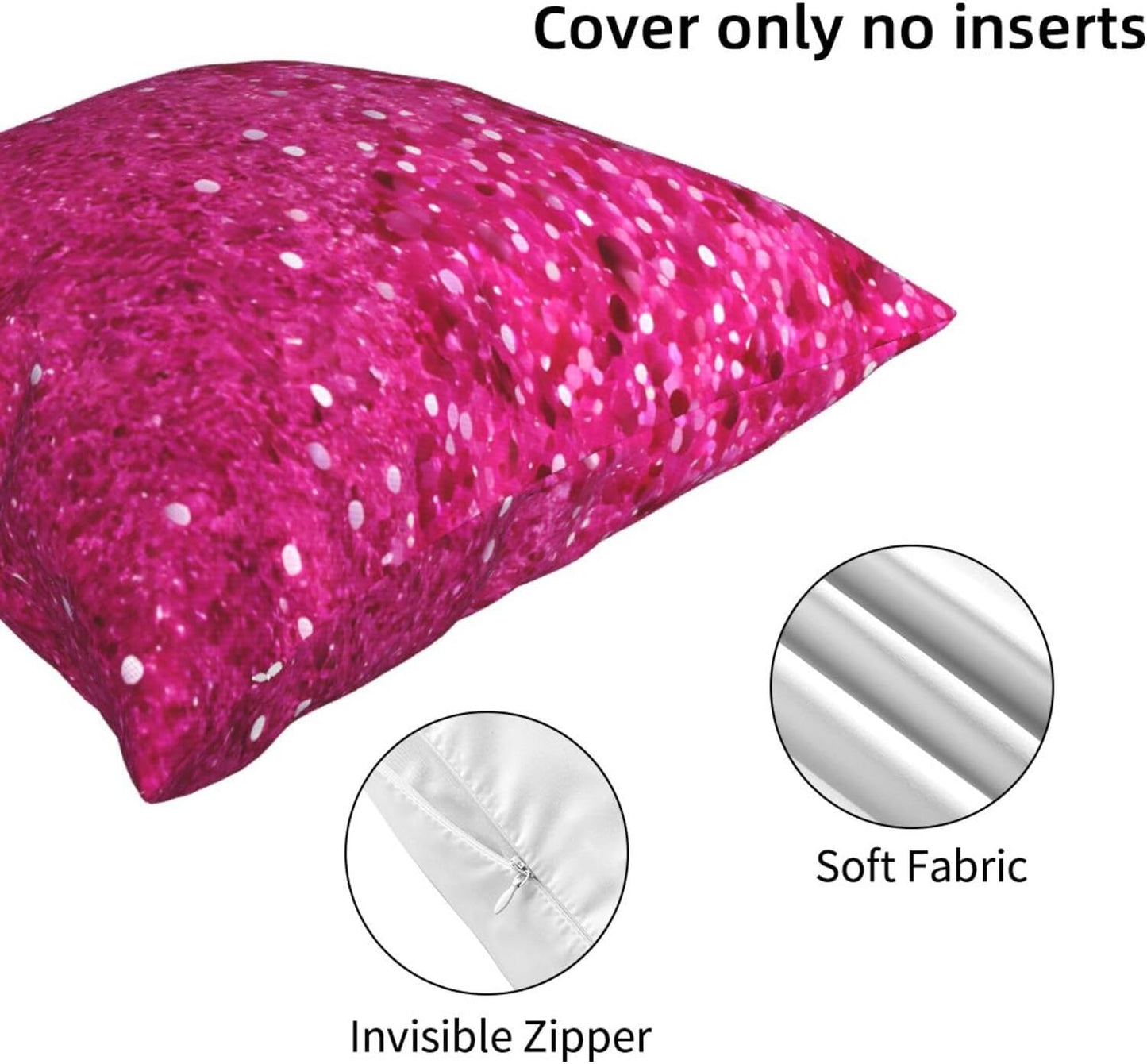 All-Season Square Pillow Covers 18"X18", Glitter Pattern, Decorative Throw Pillow Covers for Sofa Bed Couch, Hidden Zipper Cushion Cover, Square Lumbar & Accent Pillowcases for Home Decor