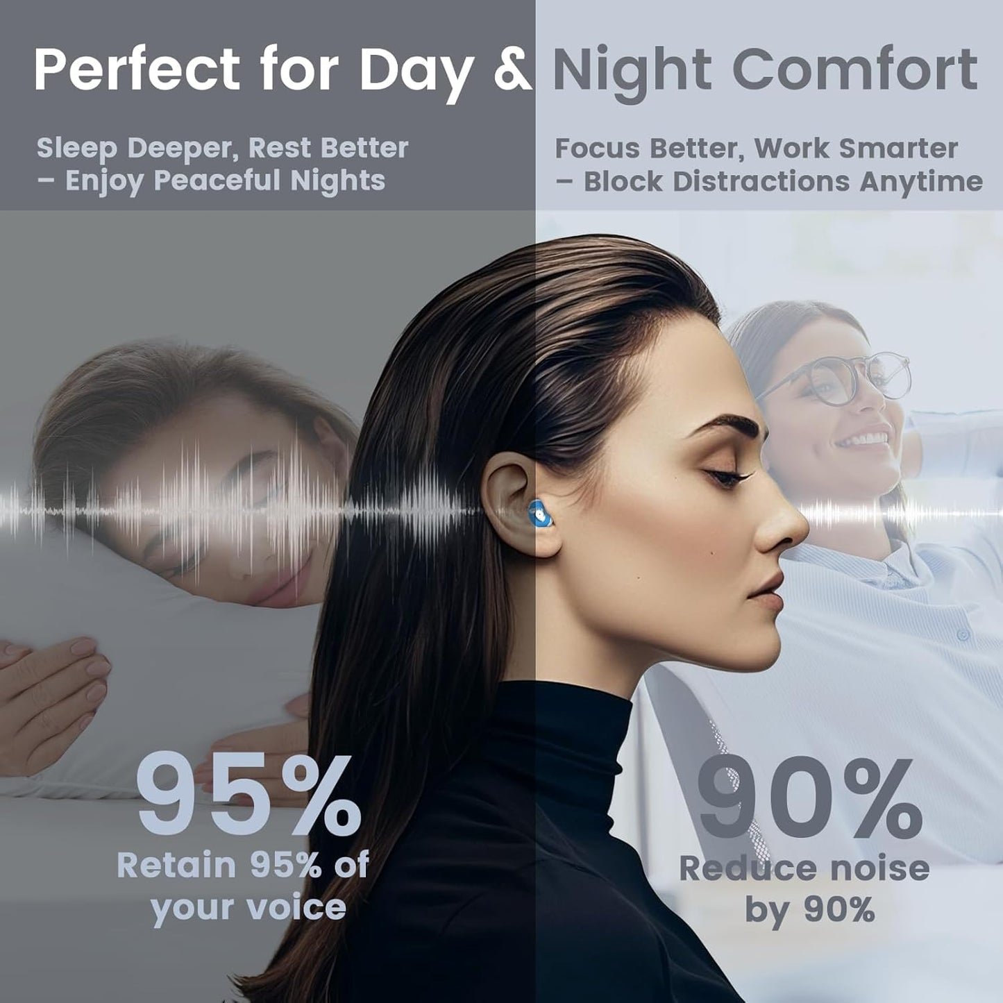 Concert Ear Plugs, 2 Pairs High Fidelity Earplugs with Carrying Case & Lanyard Reusable Soft Silicone Earplugs for Concerts, Raves, Musicians, Live Music-30dB