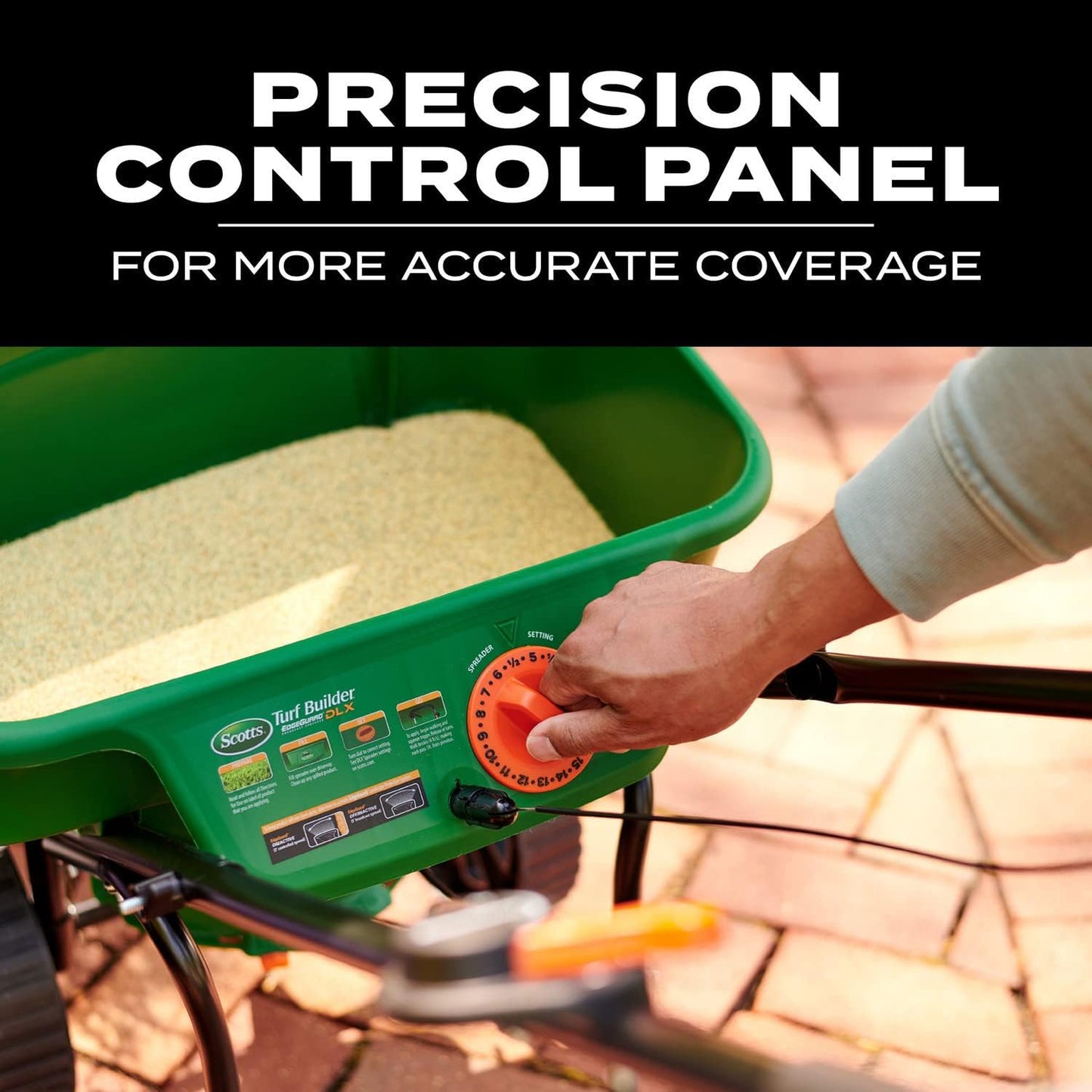 Scotts Turf Builder EdgeGuard DLX Broadcast Spreader - Spreader For Lawn Fertilizer, Weed & Insect Control, Grass Seed, and Ice Melt, Holds Up To 15,000 sq. ft. of Product