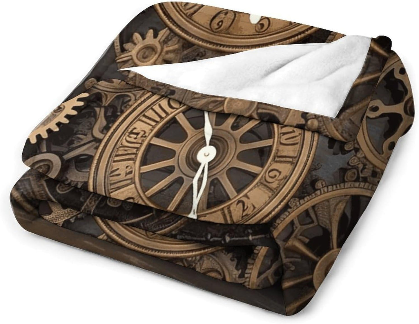 Steampunk Gears Clock Blanket Super Soft Lightweight Throw Blanket Cute Cozy Warm Bed Blanket Decorative Fuzzy Blanket All-Season Home Decor Gift for Sofa Couch Living Room 50"*60"（130 * 150cm）