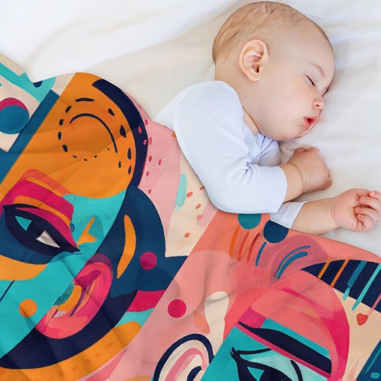 Character Facial Pattern Throw Blanket for Couch Super Soft Warm Lightweight Throw Blankets Cozy Flannel Bed Blanket Cute Decorative Blankets for All Seasons Home Decor Gift 60"*80"（150 * 200cm）