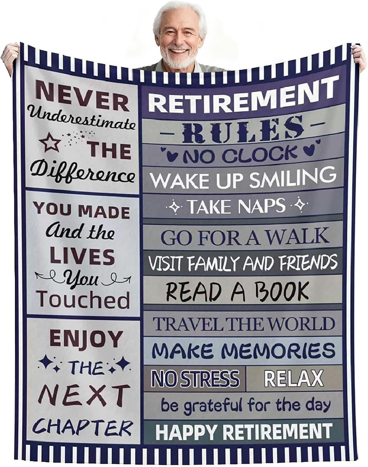 Retirement Gift for Men, Best Gifts for Retirement Men, Happy Retirement Gifts Ideas, Funny Farewell Presents for Coworker/Teacher/Dad, Retirement Party Decorations Blanket 50"X60" (Blue, 50"x60")