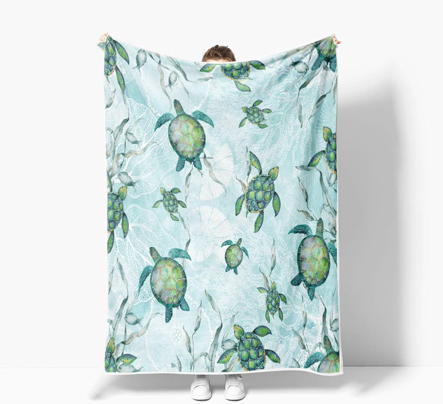 Beach Fleece Blanket for Bed, Turtle Fleece Throw Blanket for Women, Men and Kids, Baby Blankets for Boys, Girls, Super Soft Plush Beach Blanket Throw, 50" x 60"