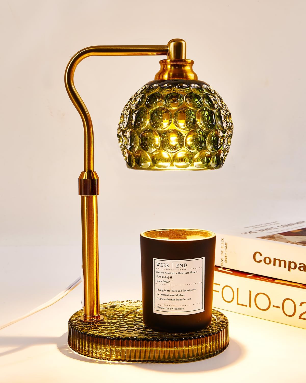 Candle Warmer Lamp with Timer & Dimmer, Glass Lamp Candle Warmer for Jar Candles, UPGRATED with 3 Bulbs, Height Adjustable Electric Wax Warmer for Elegant Home Decor (Sage)
