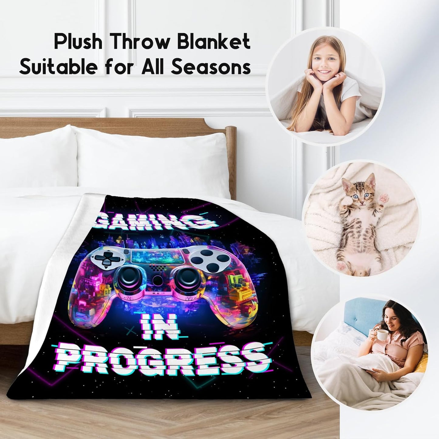 Blanket for Boys - Gaming Blankets for Teens Adults - Cool Gamer Gifts for Men - 60x80 Inches Cozy Fleece Throws