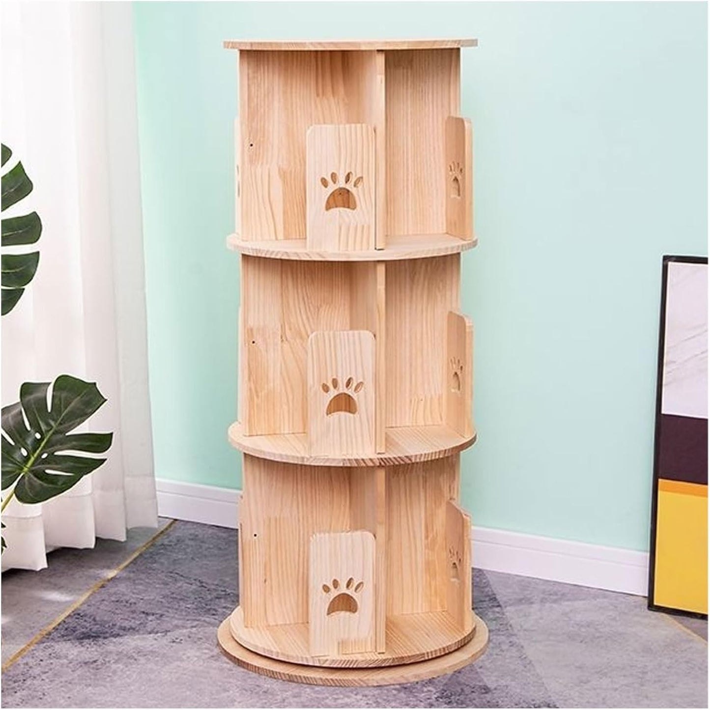 Rotating Bookcase Tower - Stylish Rotating Bookshelf Display Rack with Open Shelving for Living Room, Study Room & Office Storage Solutions