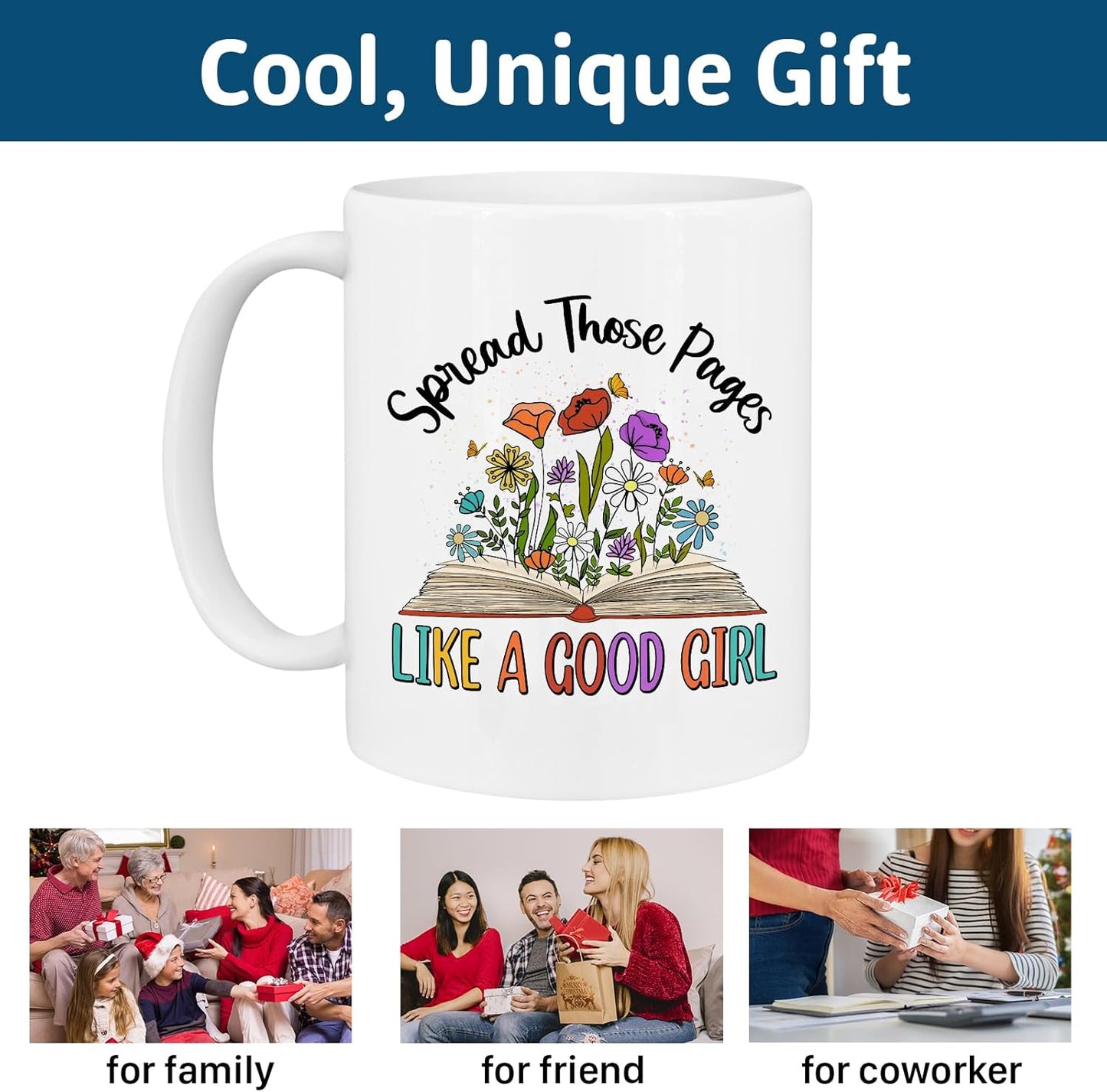 Book Lover Mug - Spread Those Pages Like a Good Girl - Funny Reader Gift Idea For Mens and Womens White 11oz Ceramic Coffee Mug