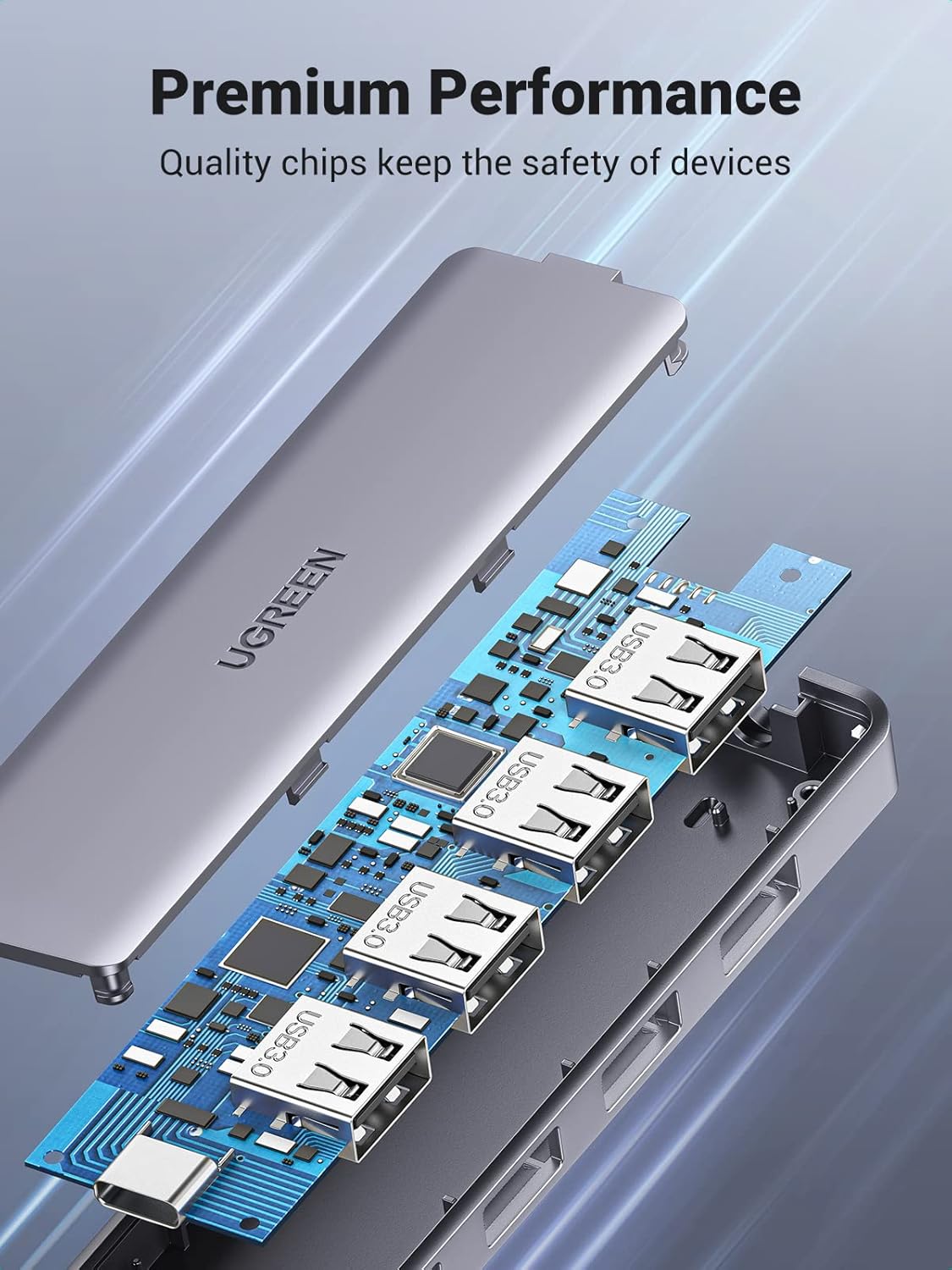 UGREEN USB C to USB A Hub with 4 USB 3.0 for Laptop, MacBook Pro/Air, Mac mini M4, iMac, iPad Pro, Chromebook, Dell XPS, Galaxy S23, and More, 0.5FT