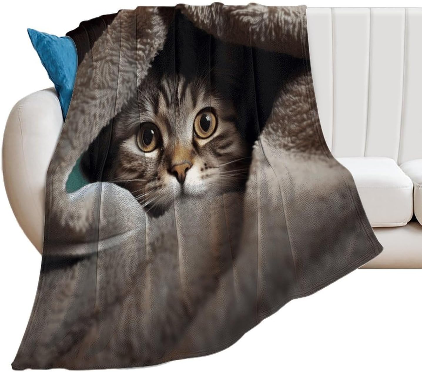 Cat Under Blanket Throw Blanket for Couch Super Soft Warm Lightweight Throw Blankets Cozy Flannel Bed Blanket Cute Decorative Blankets for All Seasons Home Decor Gift 50"*60"（130 * 150cm）