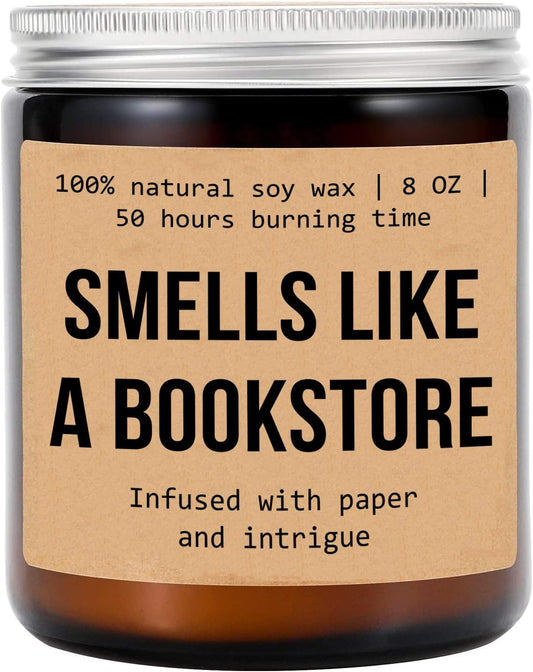 Smells Like A Bookstore Candle - Bookstore Candle - Soy Candles for Home Scented Book Lovers Gifts - Funny Book Candles Gifts for Women - Gifts for Book Lovers Scented Candles
