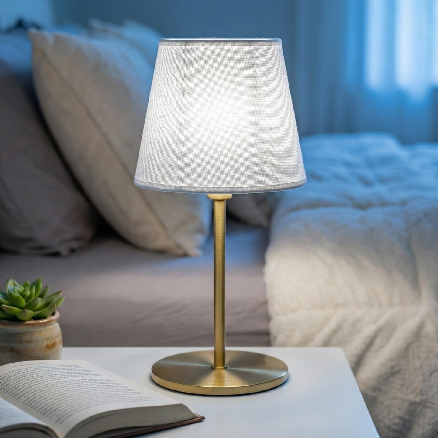 Cordless Table Lamp, Adjustable Height Battery Operated Desk Lamp with Remote, 5000mAh Rechargeable Light 16 RGB Colors for Bedroom, Living Room, Patio - White